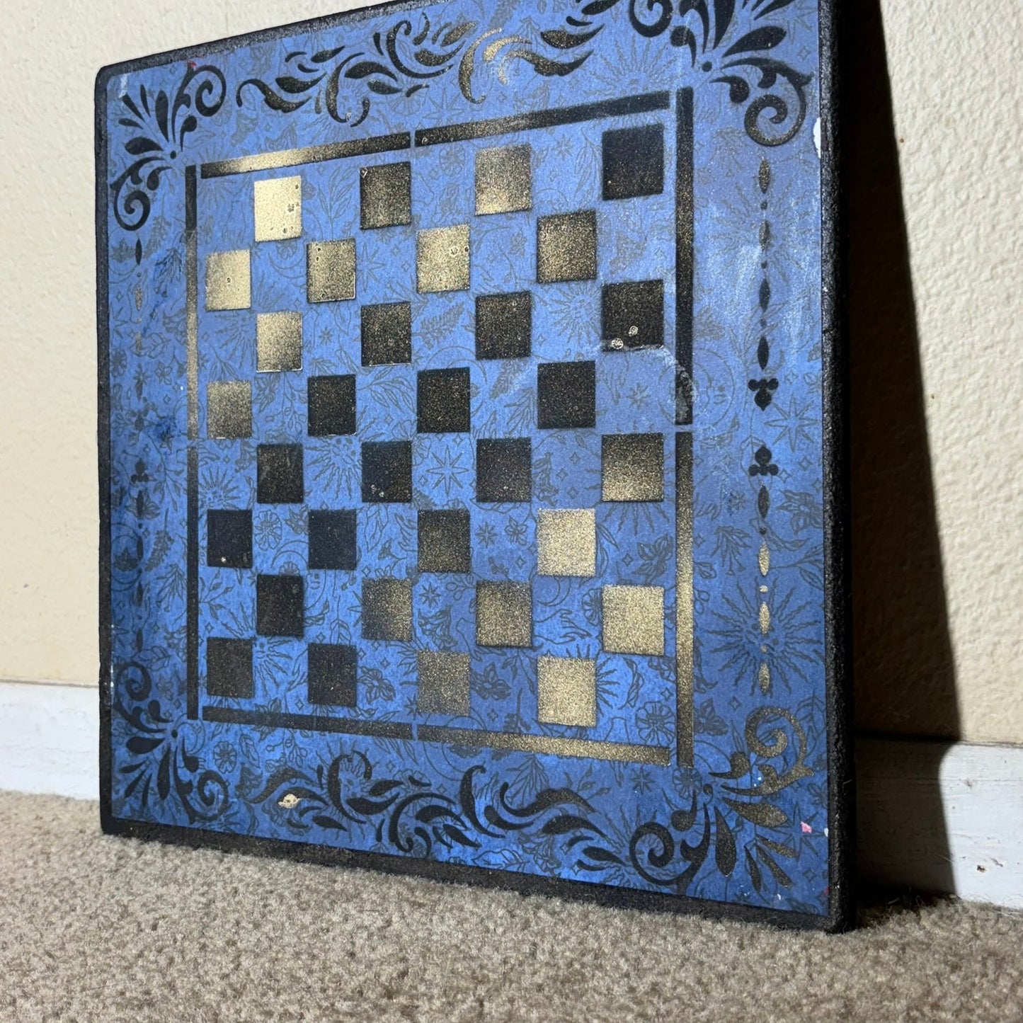 Dark Blue Gold - Scrapbook Chess Board