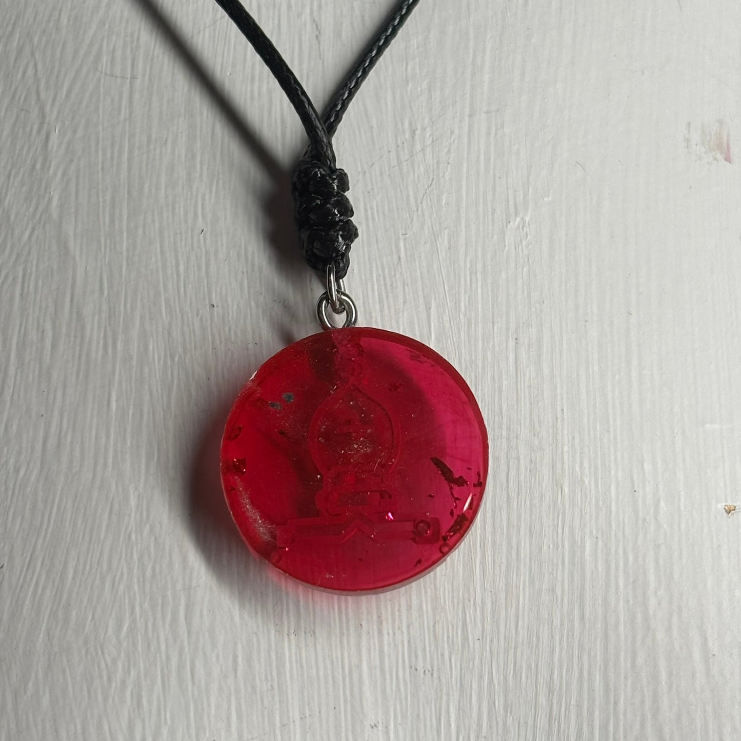 Cherry Red Bishop - Handmade Resin Chess Necklace