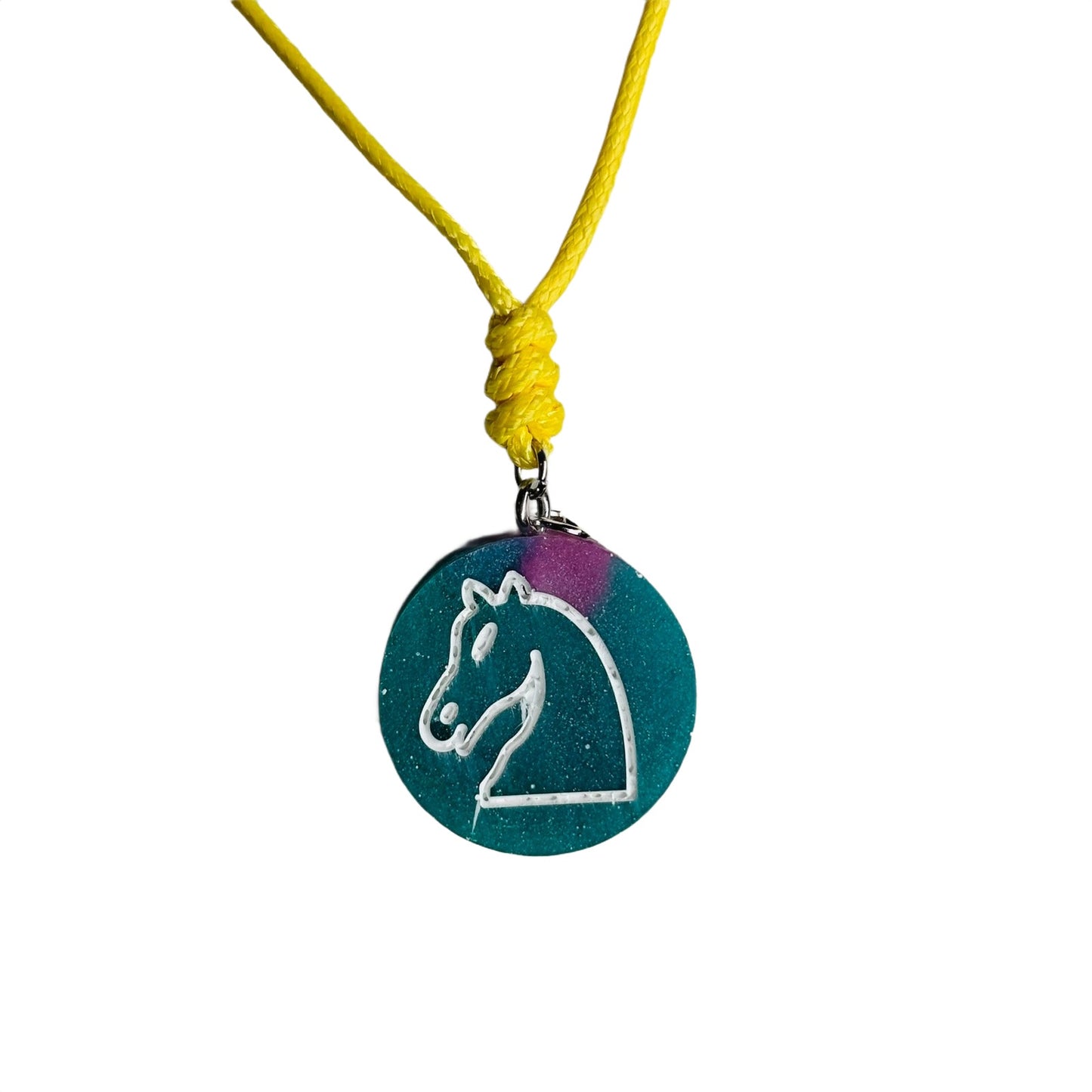 Green Space Knight - Handmade Resin Chess Necklace