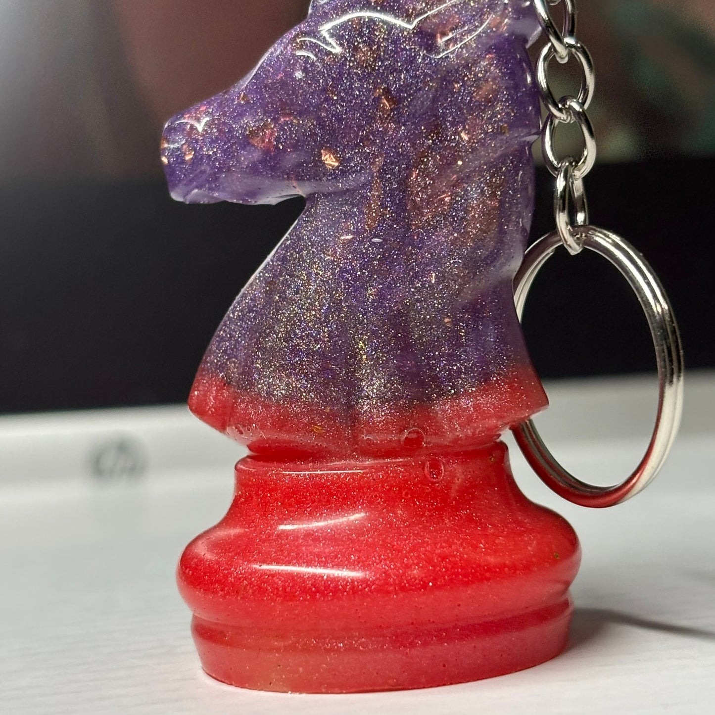 Red Bottoms Midnight Knight - Handmade Resin Keychain - Large Edition