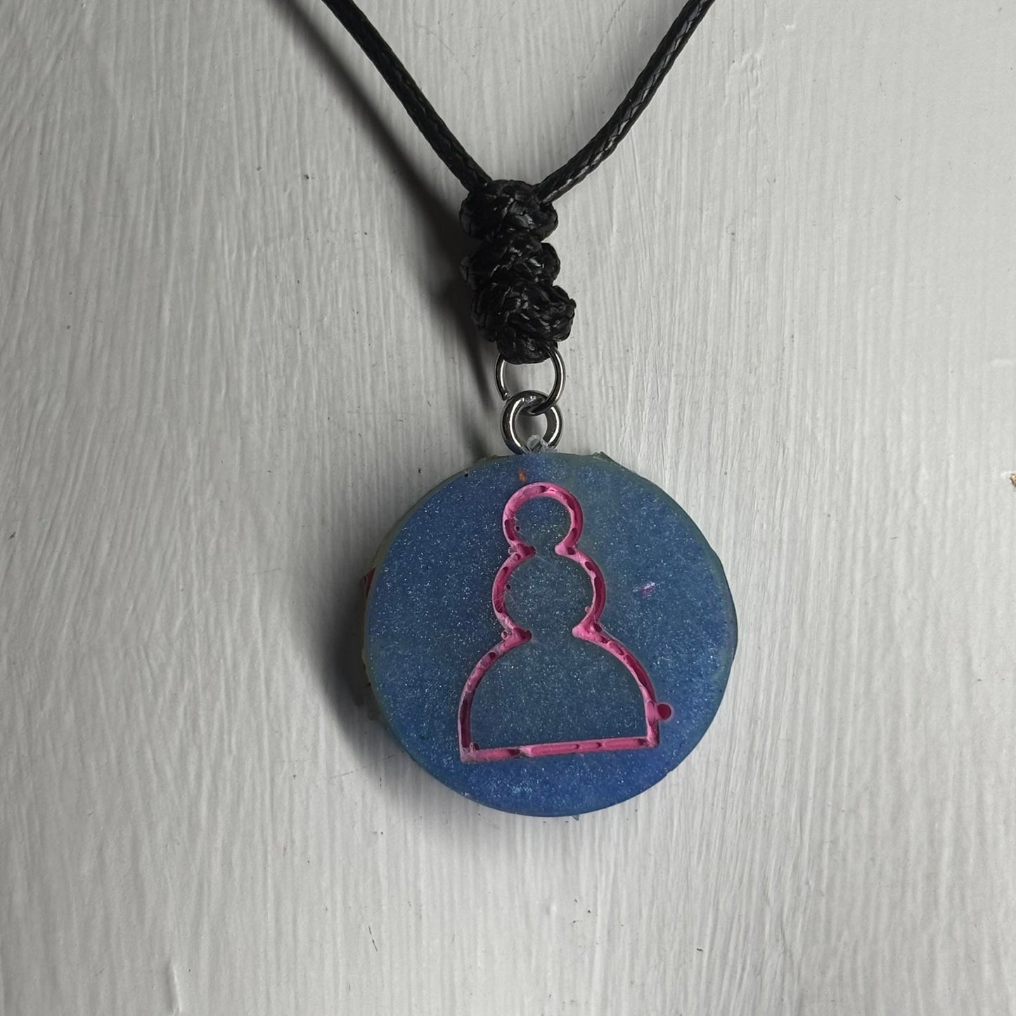 Blue Mixed Pawn - Handmade Resin Chess Necklace