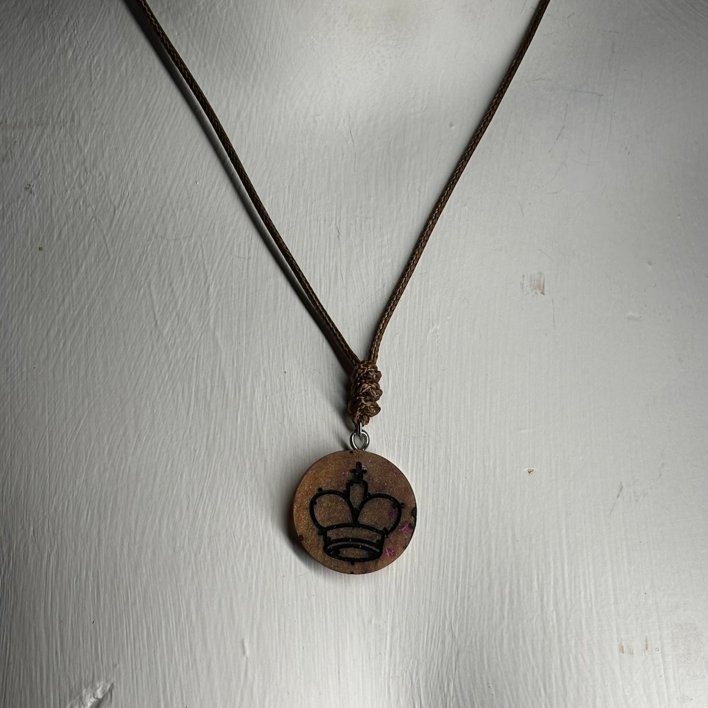 Beautiful Brown King - Handmade Resin Chess Necklace
