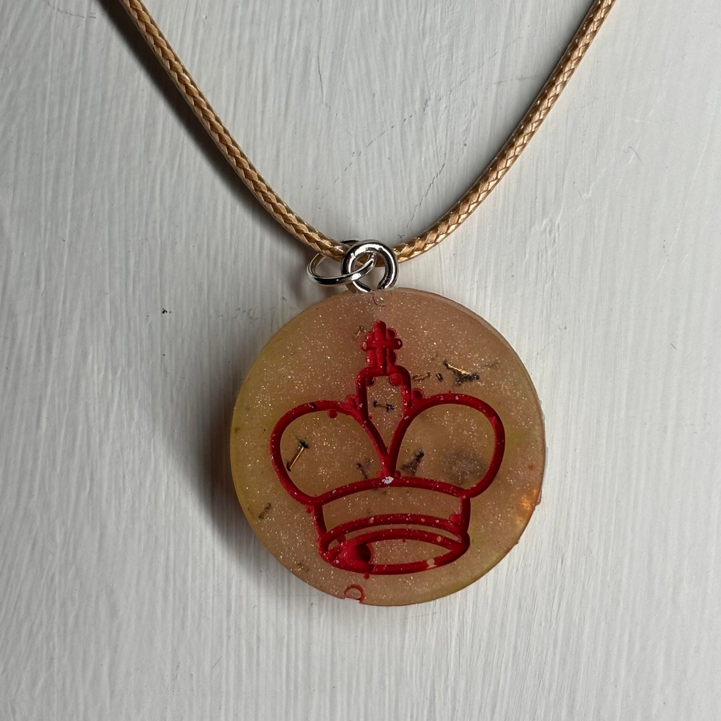 Cream Yellow King - Handmade Resin Chess Necklace
