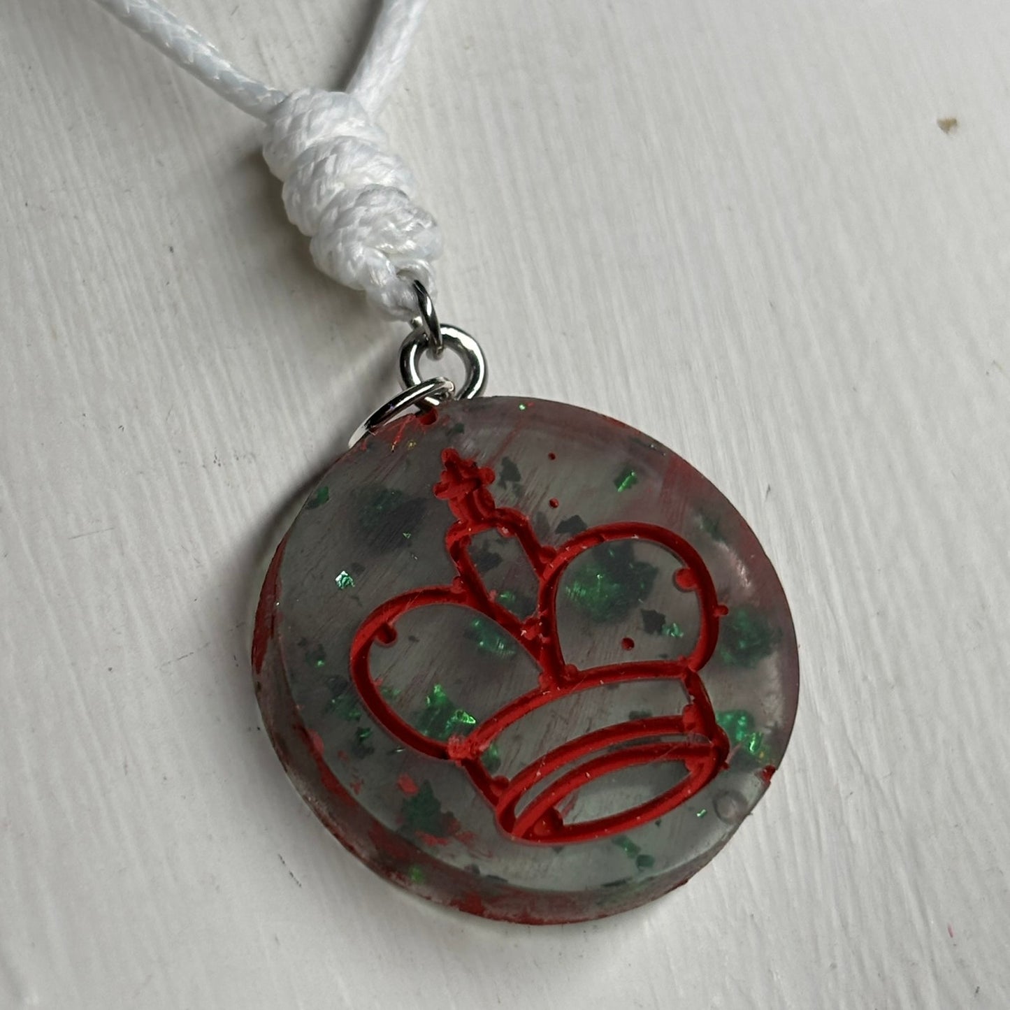 Red Print King - Handmade Resin Chess Necklace