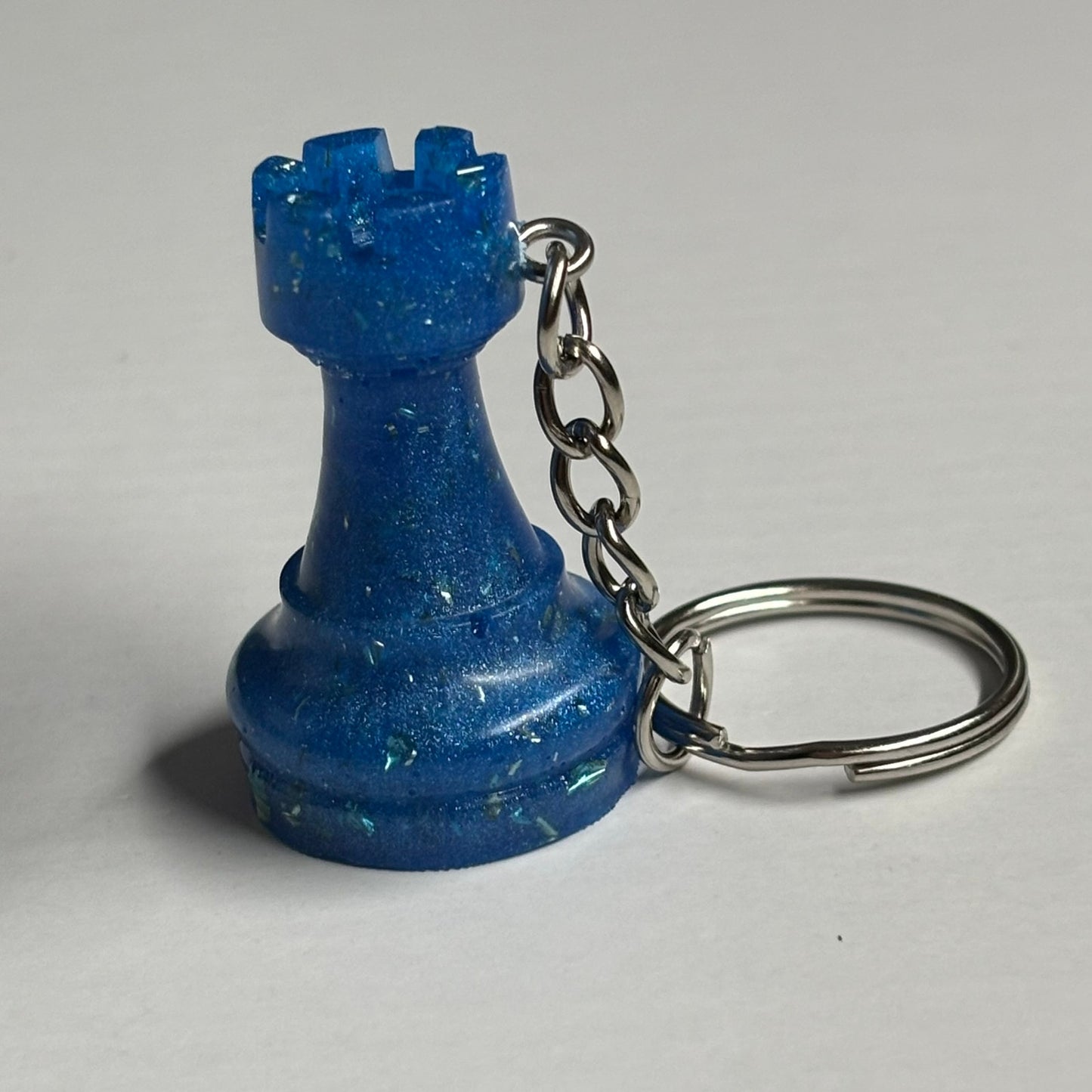 Blue Crystal Rook - Handmade Resin Keychain