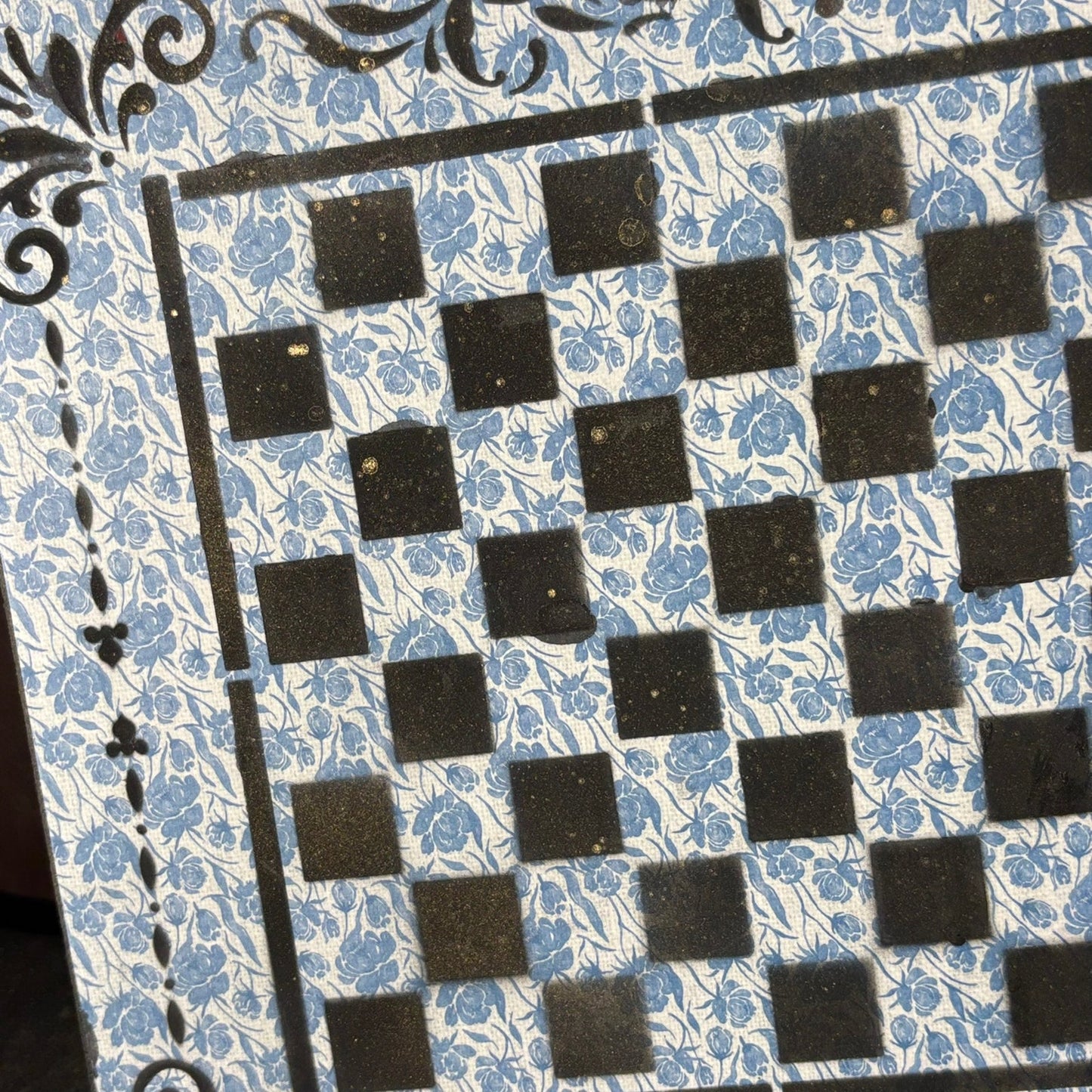 Vintage Blue - Scrapbook Chess Board