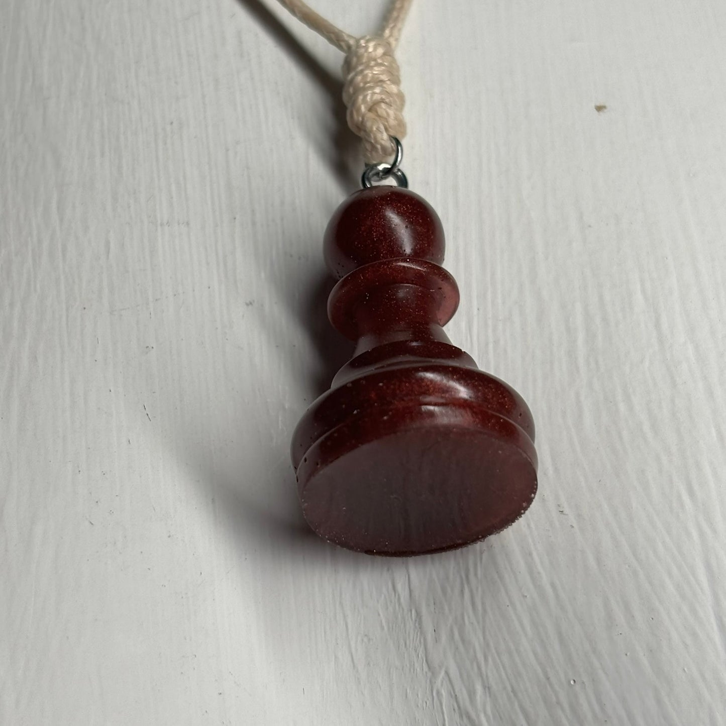 Bronze Red Pawn - Handmade Resin Chess Necklace