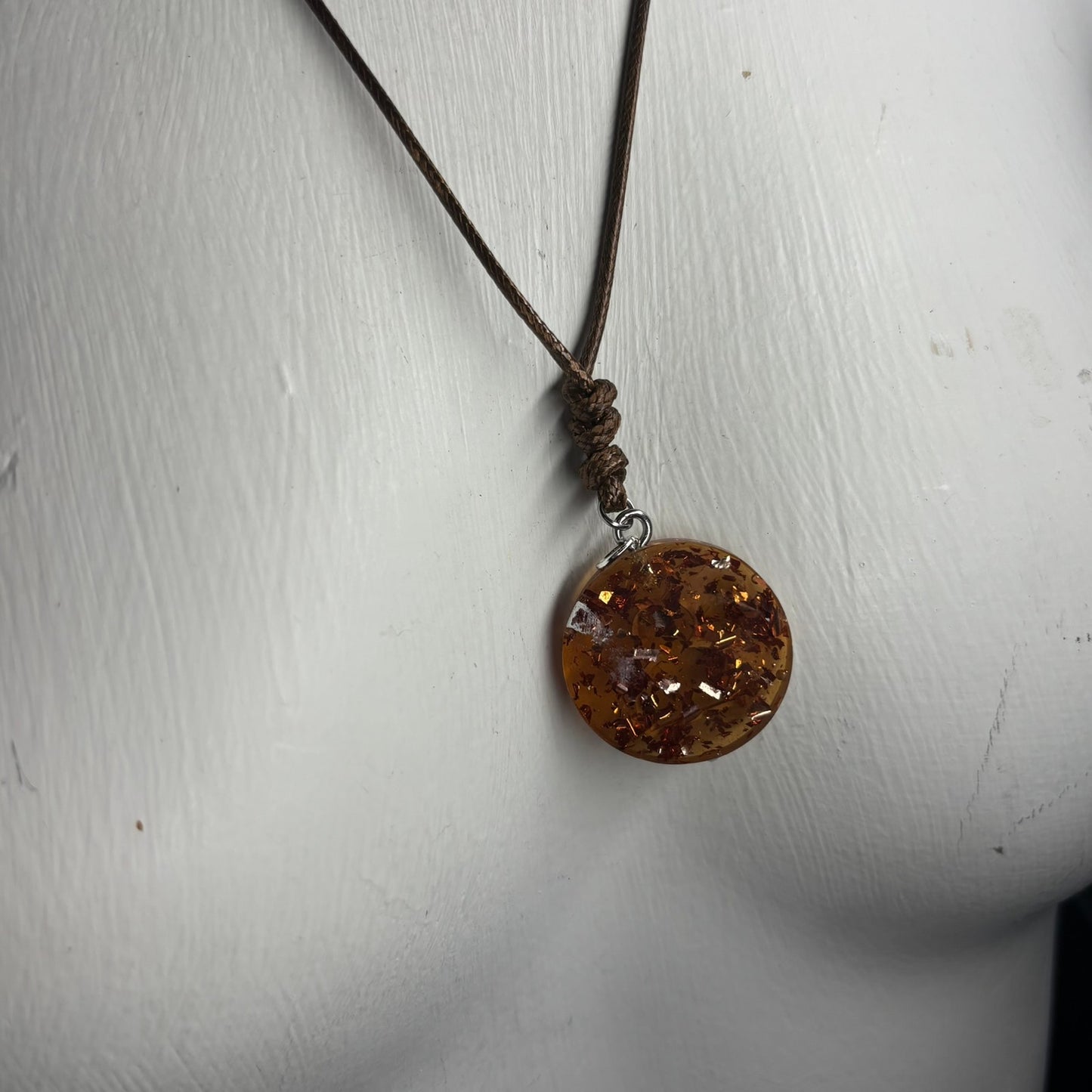 Brown Amber Pawn - Handmade Resin Chess Necklace