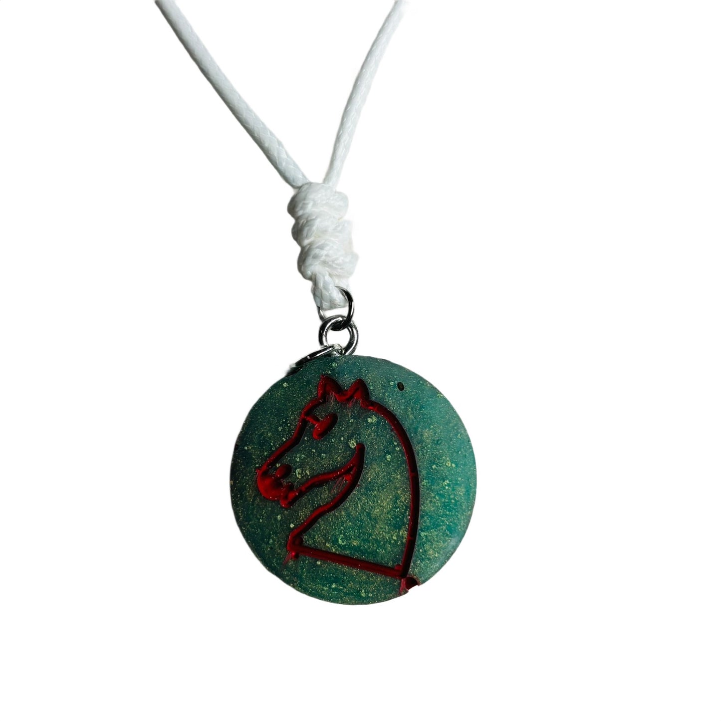 Dark Mint Green - Handmade Resin Chess Necklace