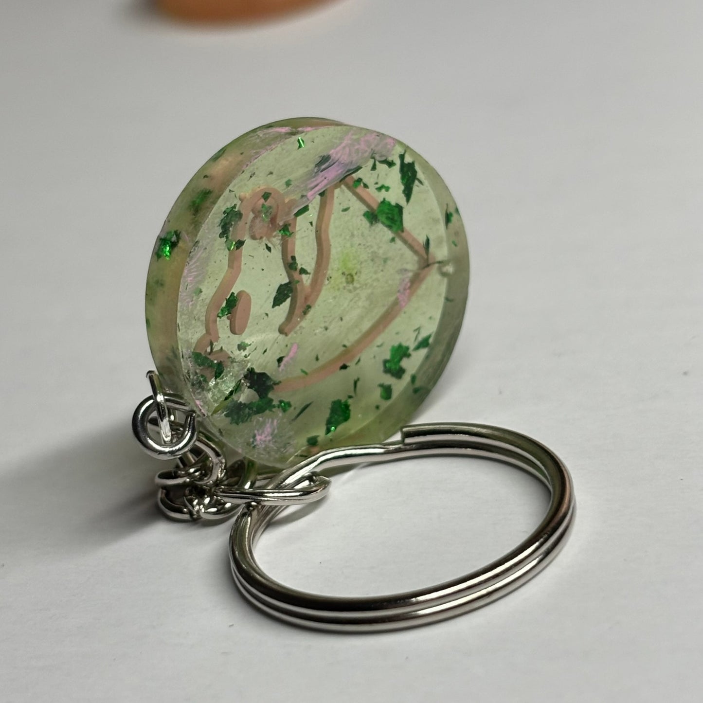 Lime Green Pink Knight - Handmade Resin Keychain