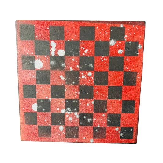 Red Splash - Painted Chess Board