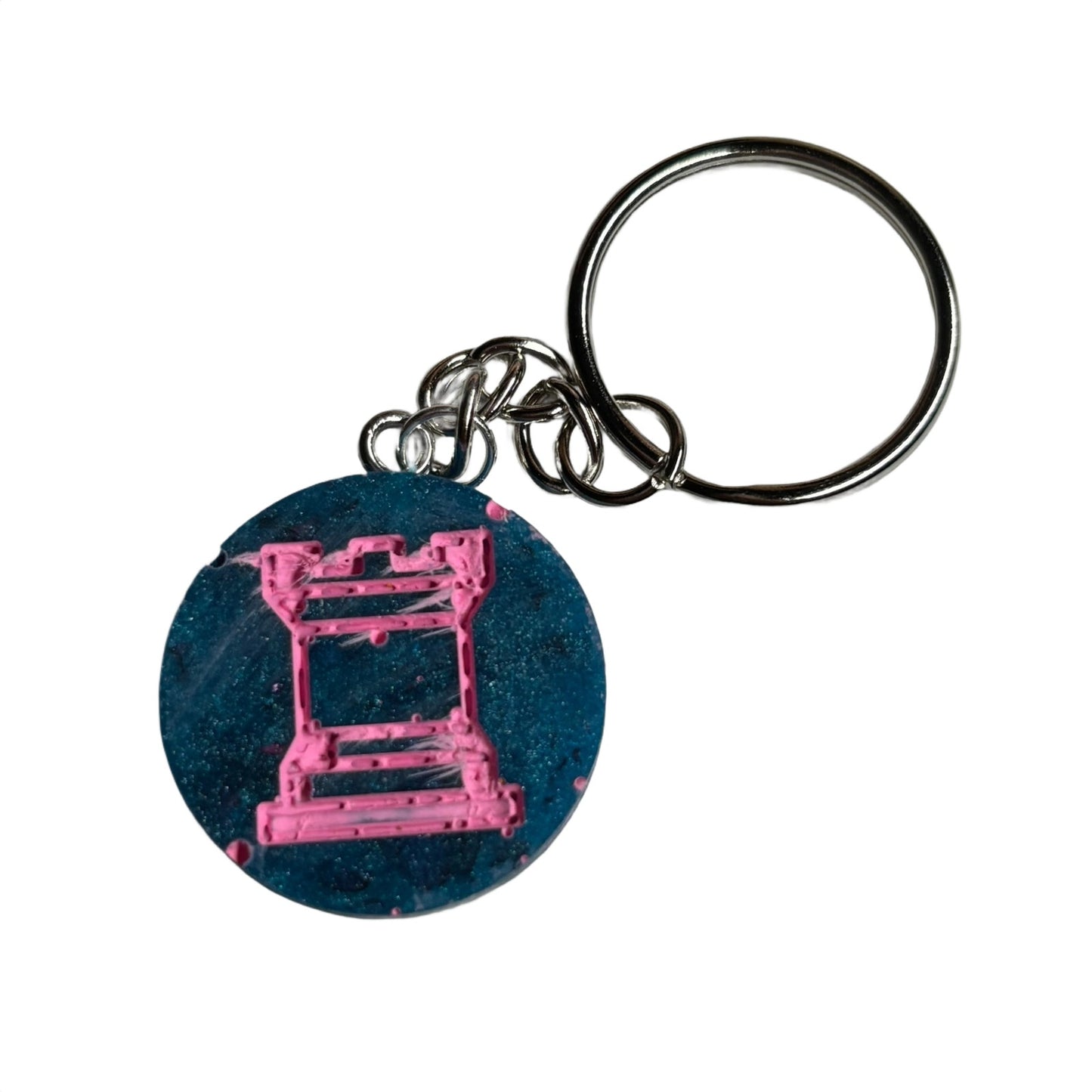 Blue Pink Rook - Handmade Resin Keychain