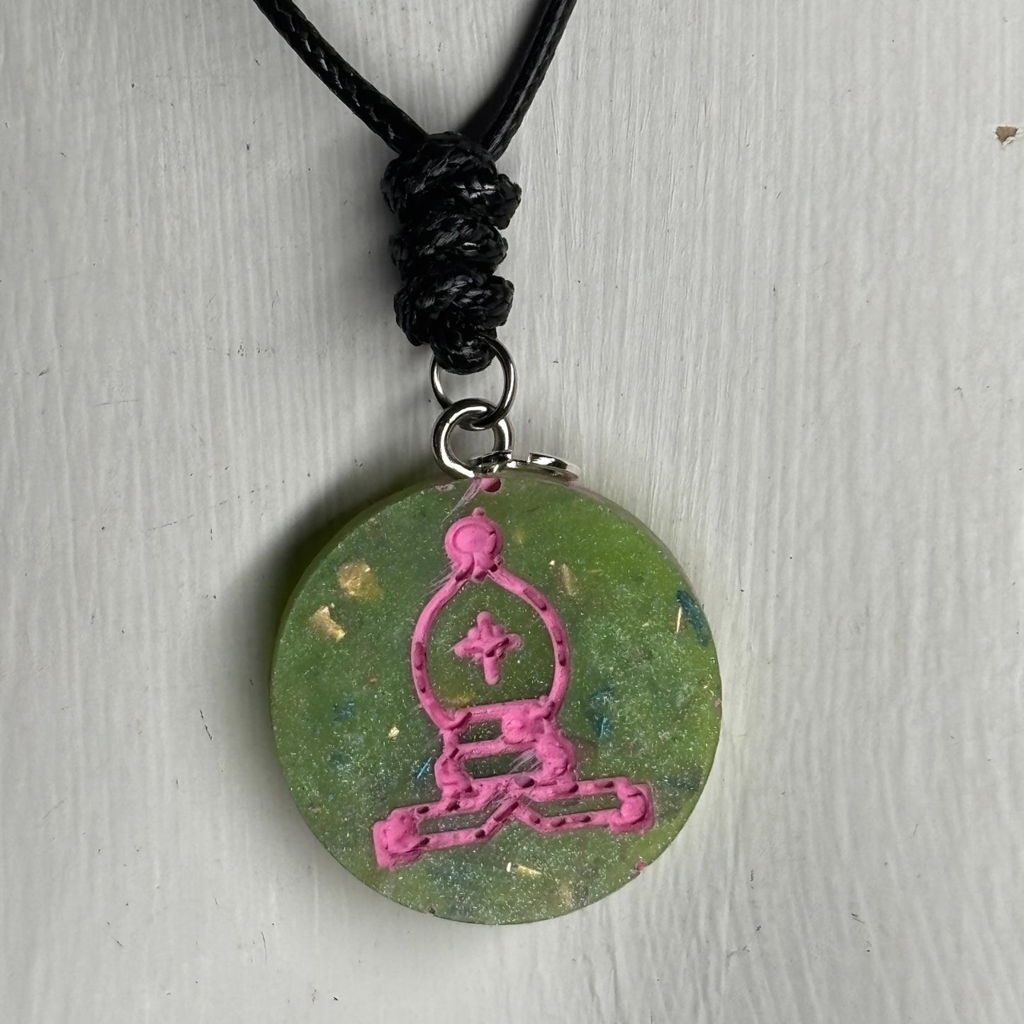 Crystal Green Bishop - Handmade Resin Chess Necklace