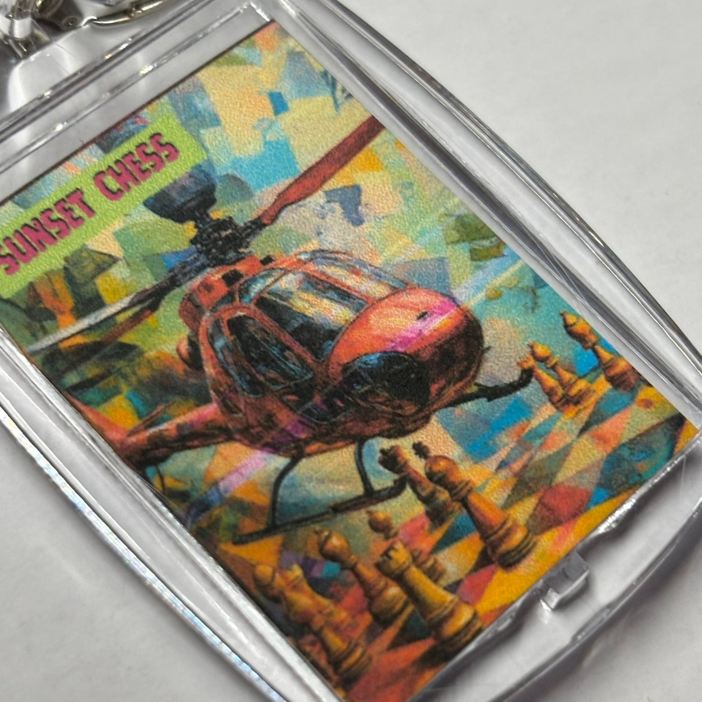 Red Chopper - Chess  Photo Keychain