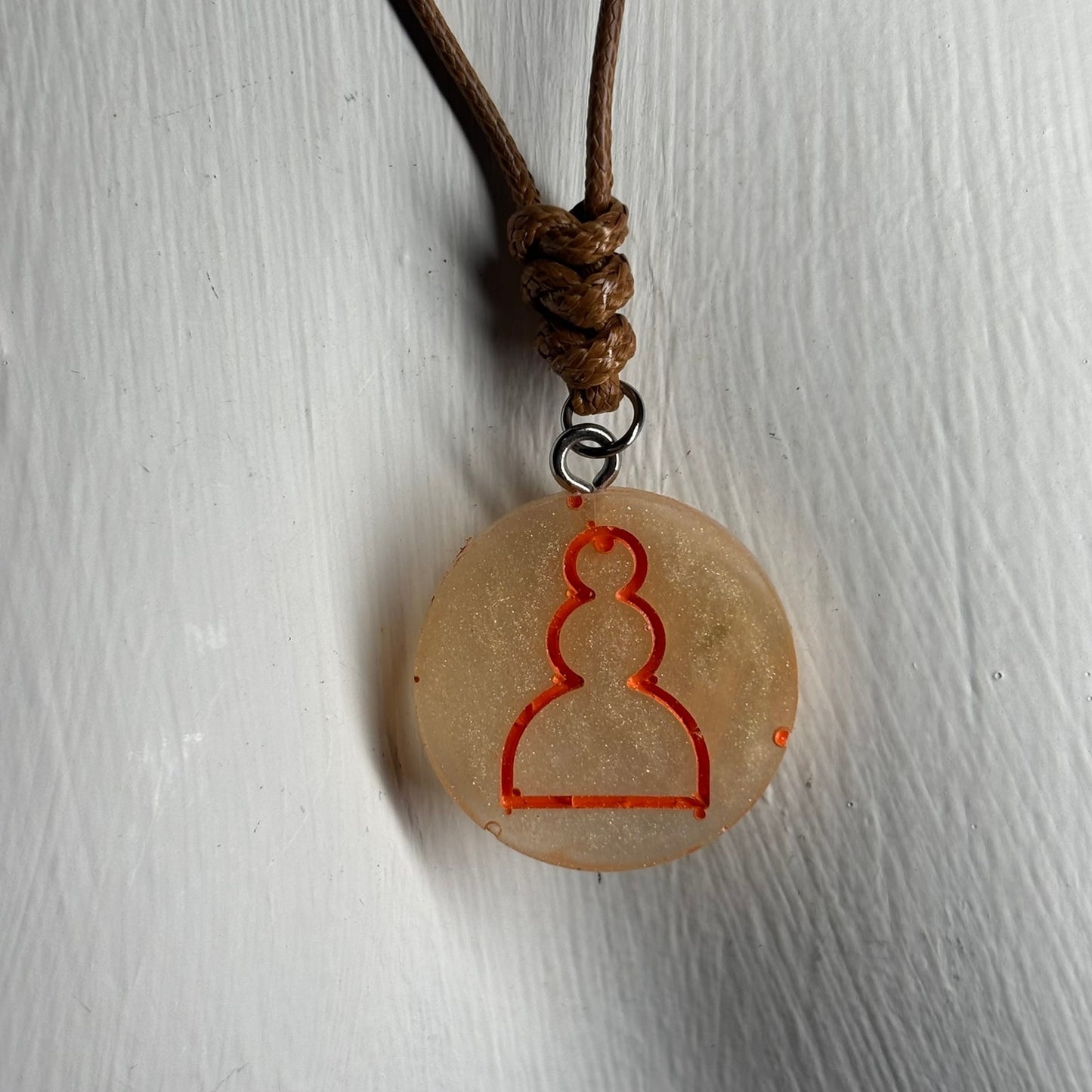 Cream Pawn - Handmade Resin Chess Necklace