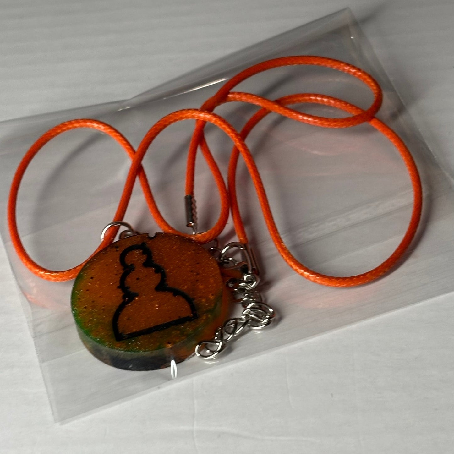 Orange Pawn - Handmade Resin Chess Necklace