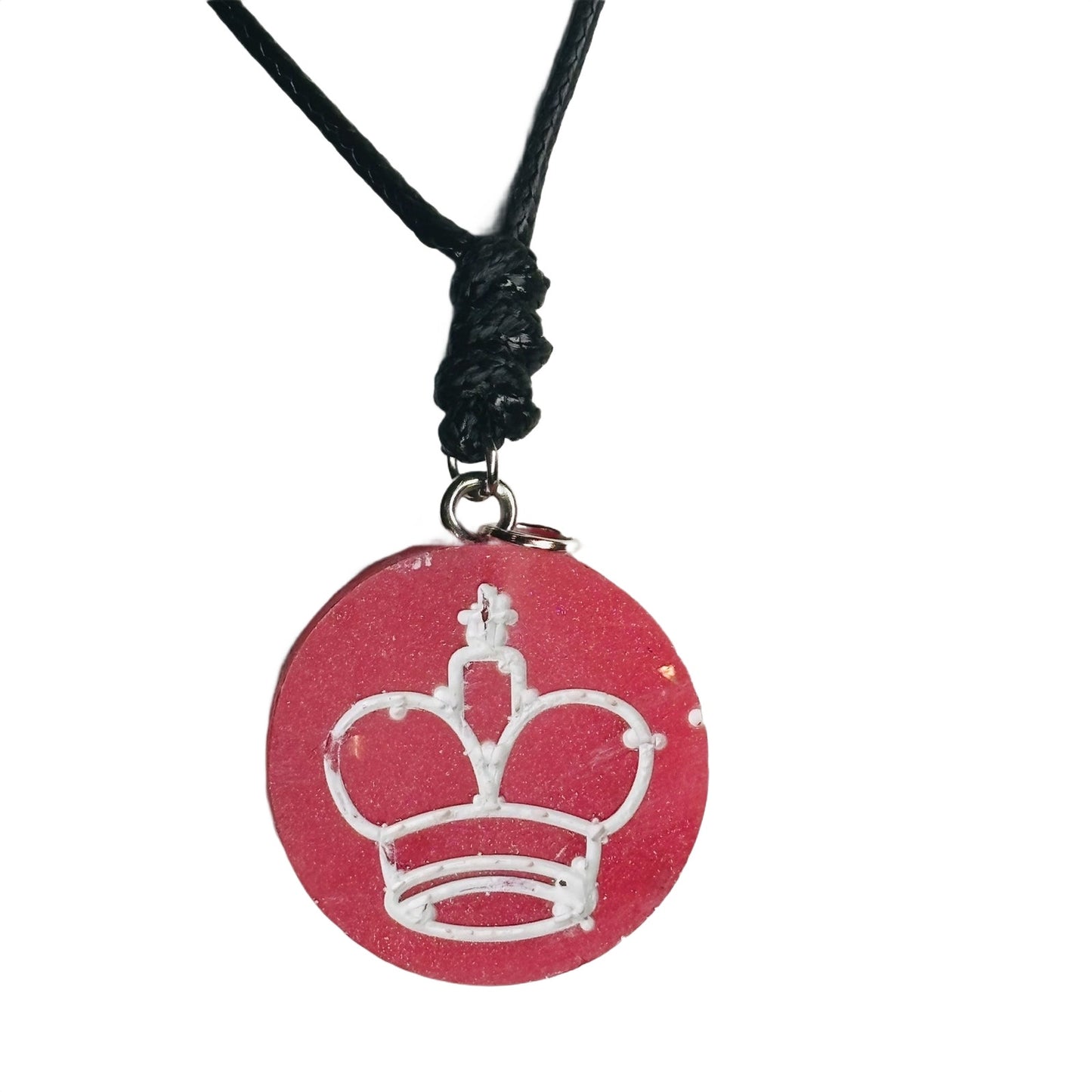 Red/Pink King - Handmade Resin Chess Necklace