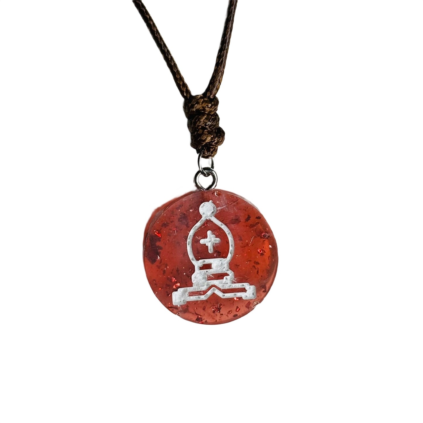 Crystal Red Bishop - Handmade Resin Chess Necklace
