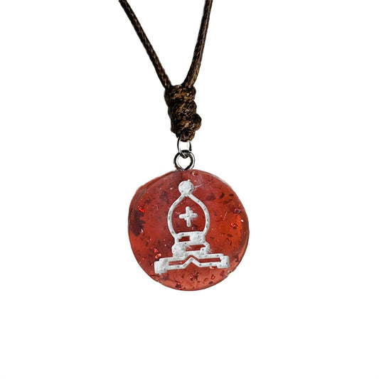 Crystal Red Bishop - Handmade Resin Chess Necklace