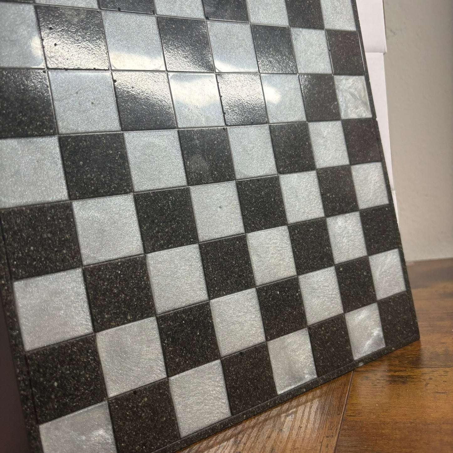 Black & Mesh White - Resin Chess Board