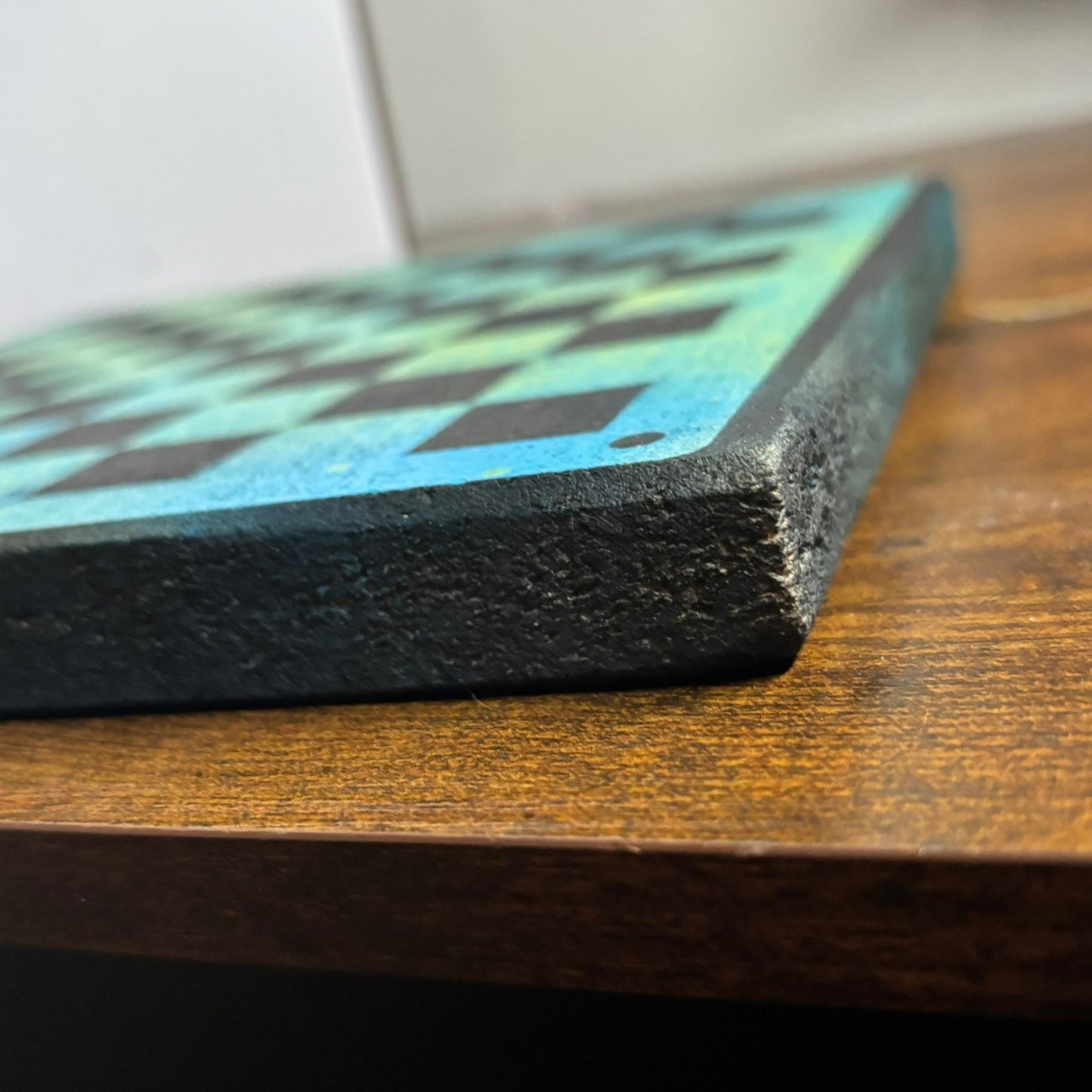 Green Blue Mist - Painted Double Sided Chess Board