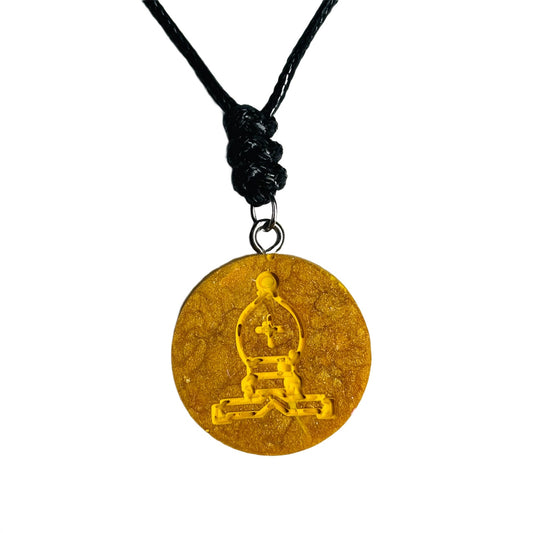 Smooth Yellow Bishop - Handmade Resin Chess Necklace