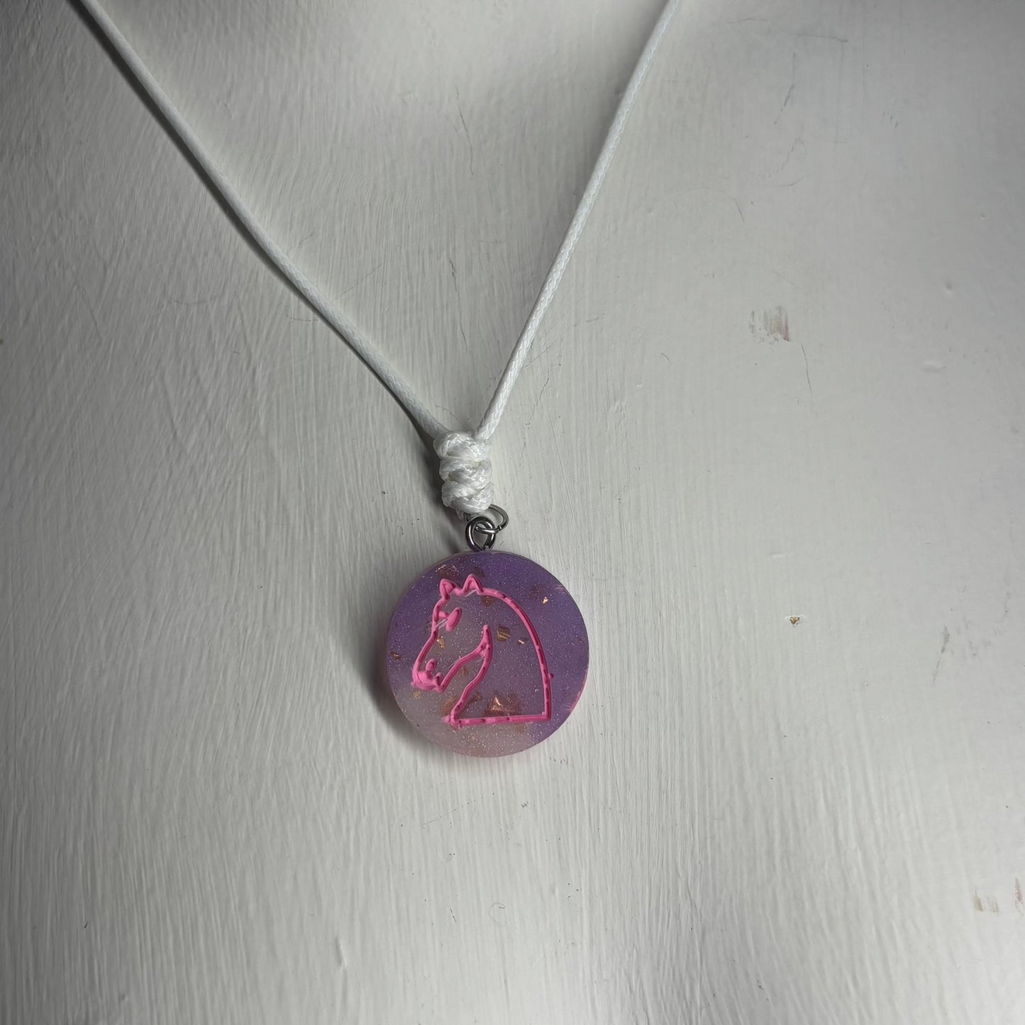 Space Pink Knight - Handmade Resin Chess Necklace