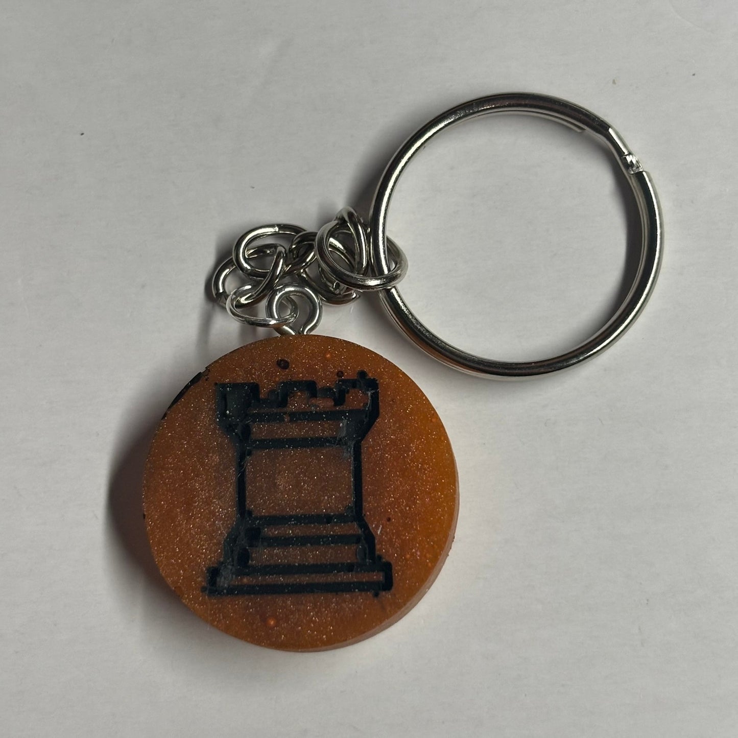 Dark Orange Rook - Handmade Resin Keychain