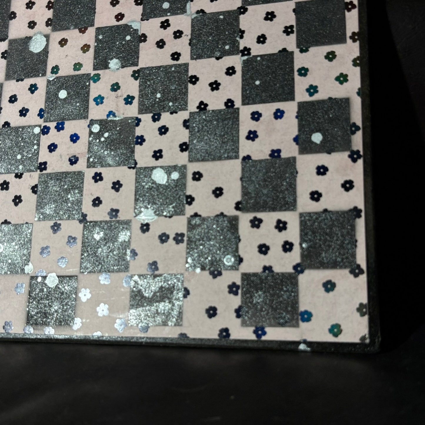 Black Flowers - Scrapbook Chess Board