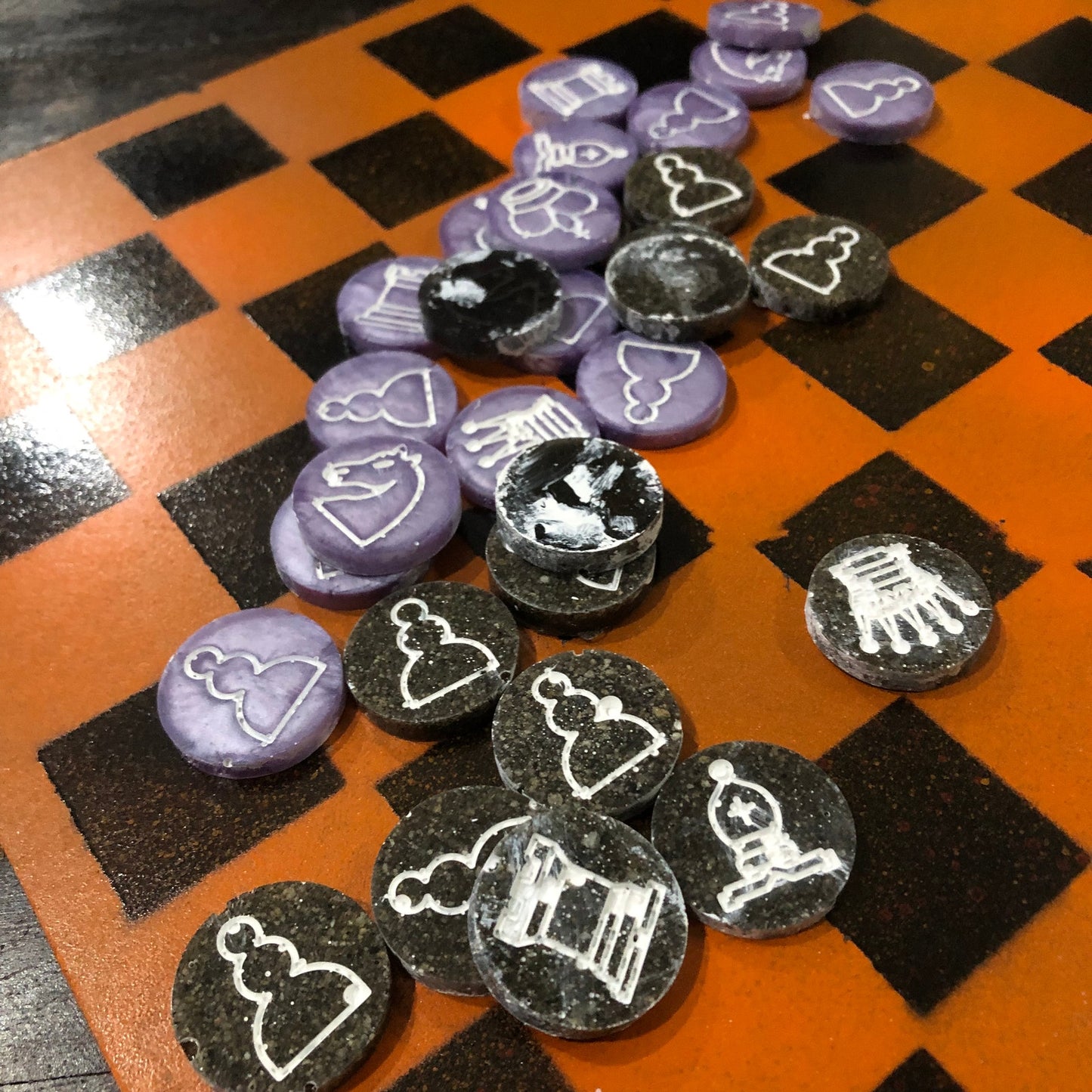Orange & Black - Painted Chess Set