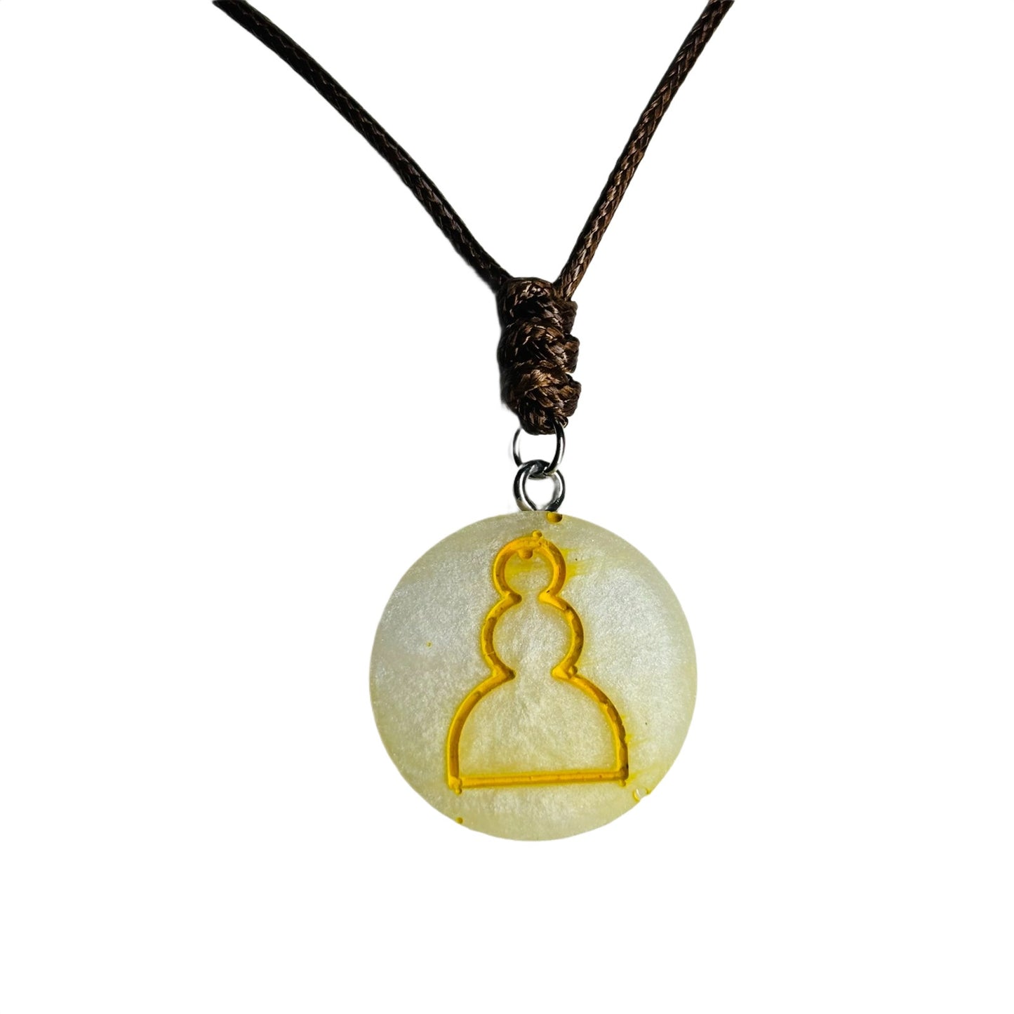 Yellow White Pawn - Handmade Resin Chess Necklace