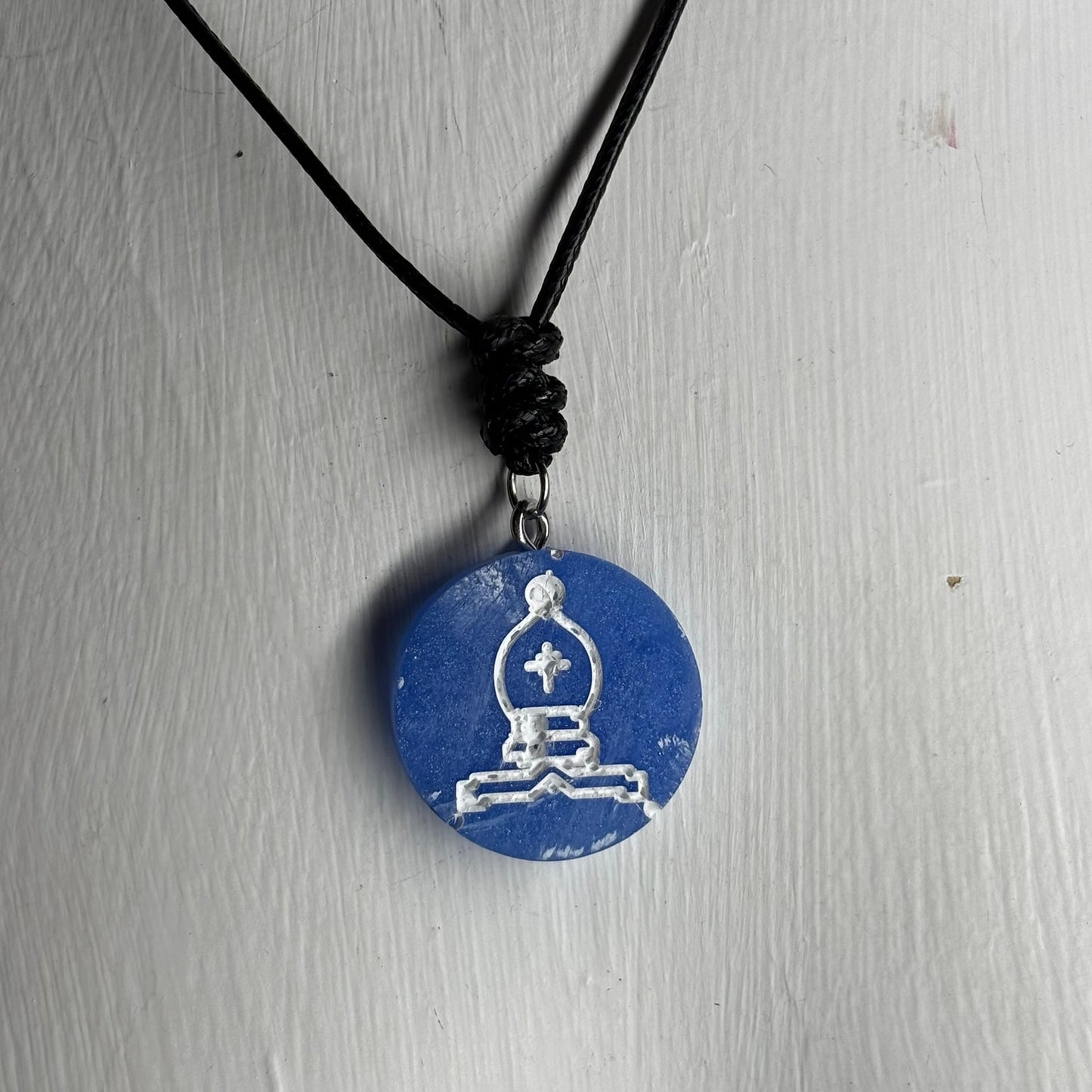 Blue Bishop - Handmade Resin Chess Necklace