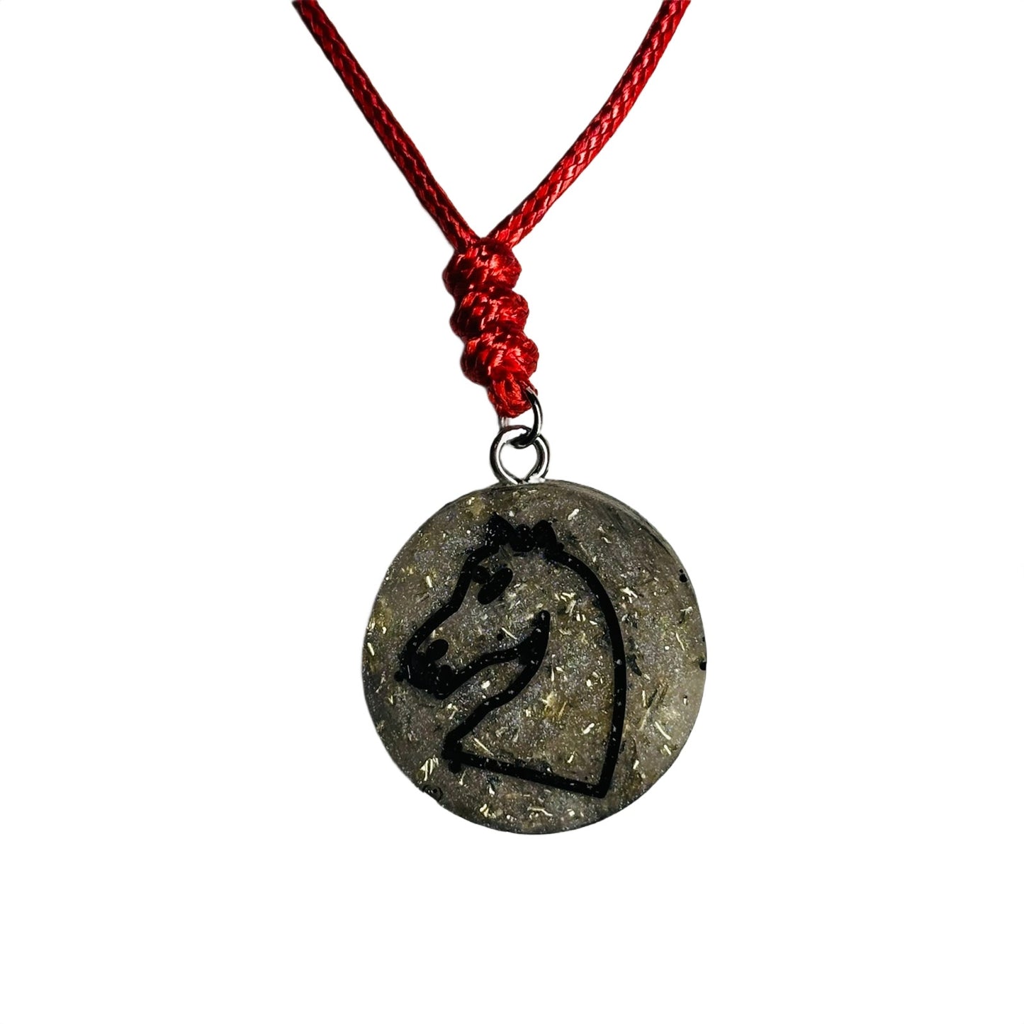 Gray Crystal Knight - Handmade Resin Chess Necklace