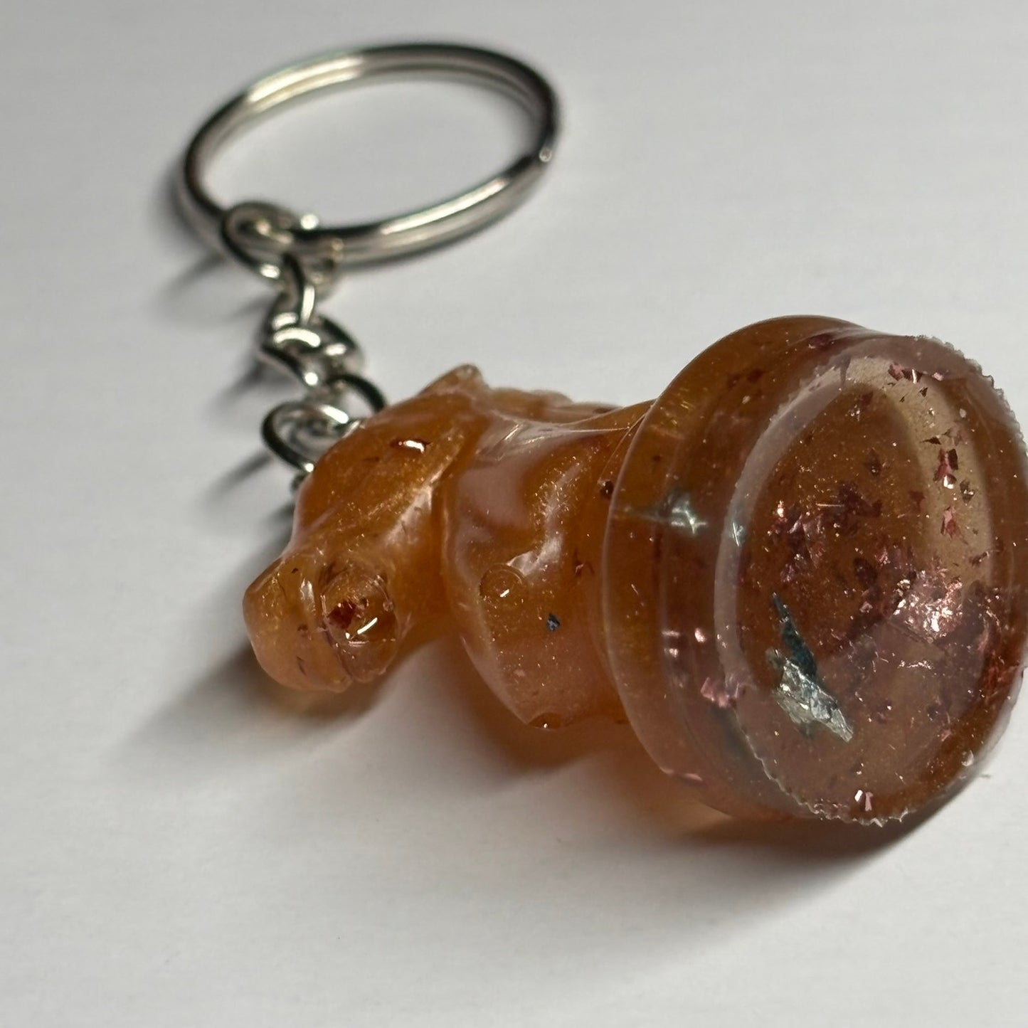 Orange Bronze Knight - Handmade Resin Keychain