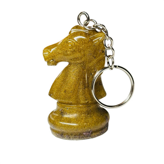Yellow Brown Knight - Handmade Resin Keychain - Large Edition
