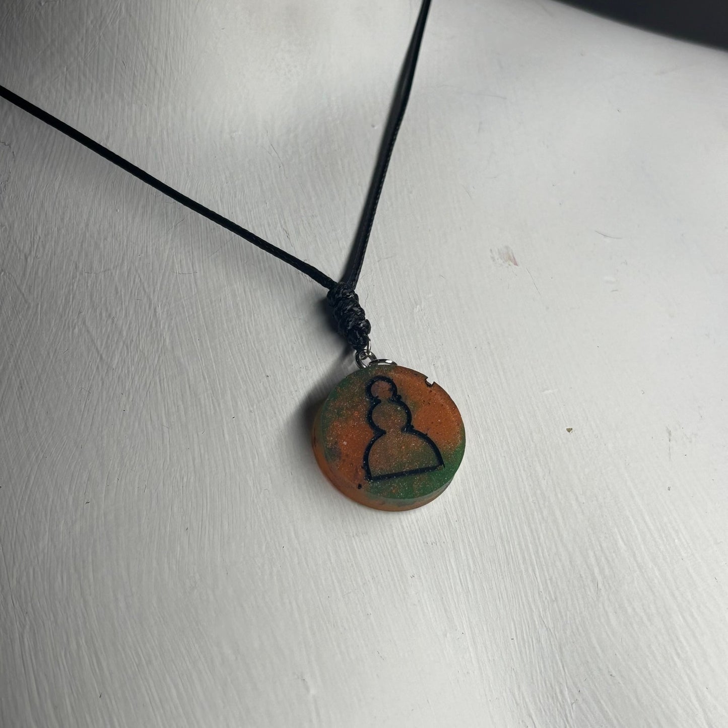 Orange Rook - Handmade Resin Chess Necklace