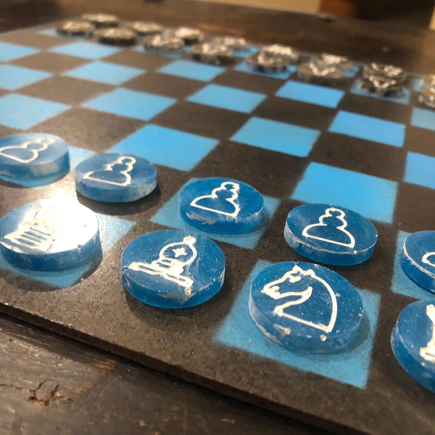 Black & Blue - Painted Chess Set