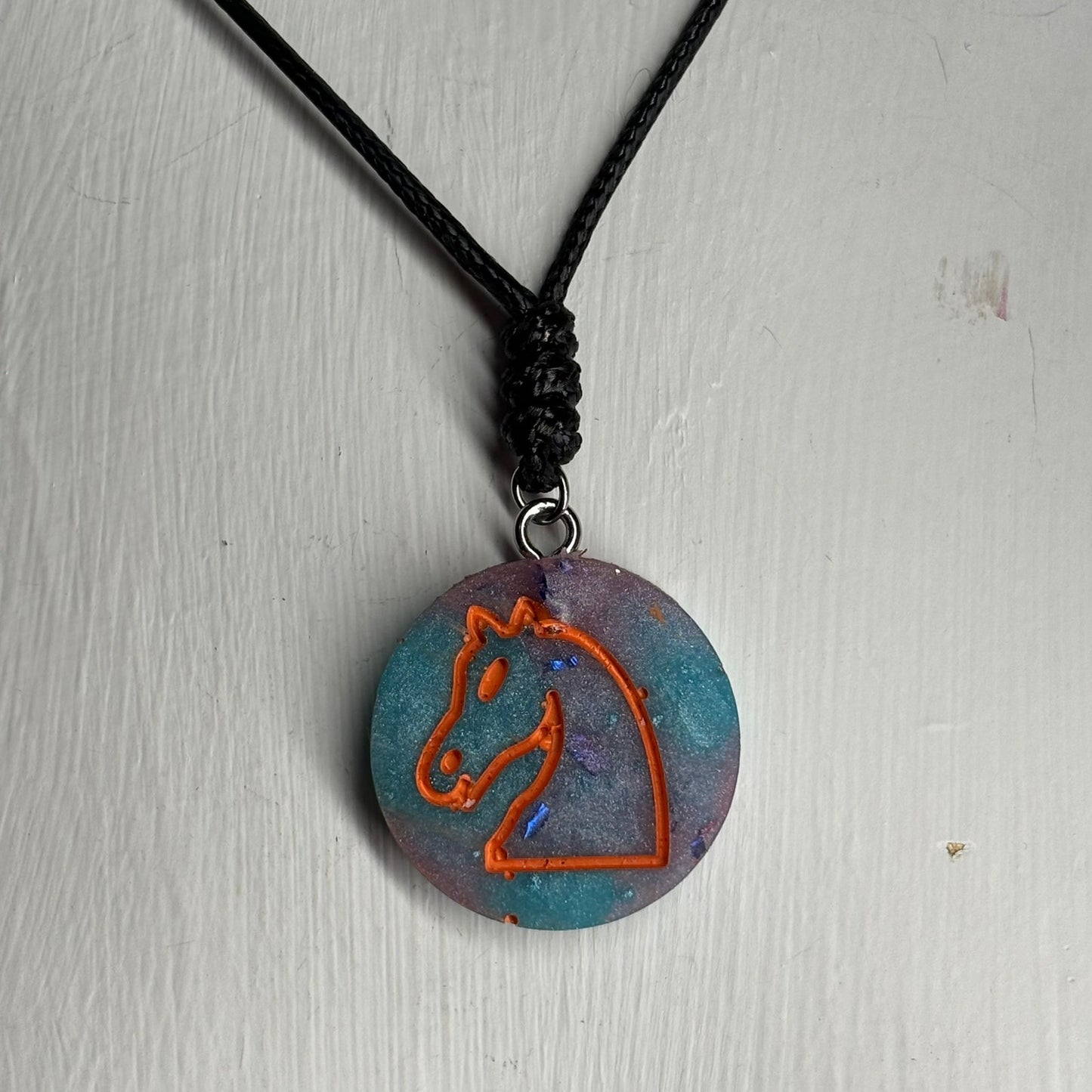 Orange Miami Knight - Handmade Resin Chess Necklace