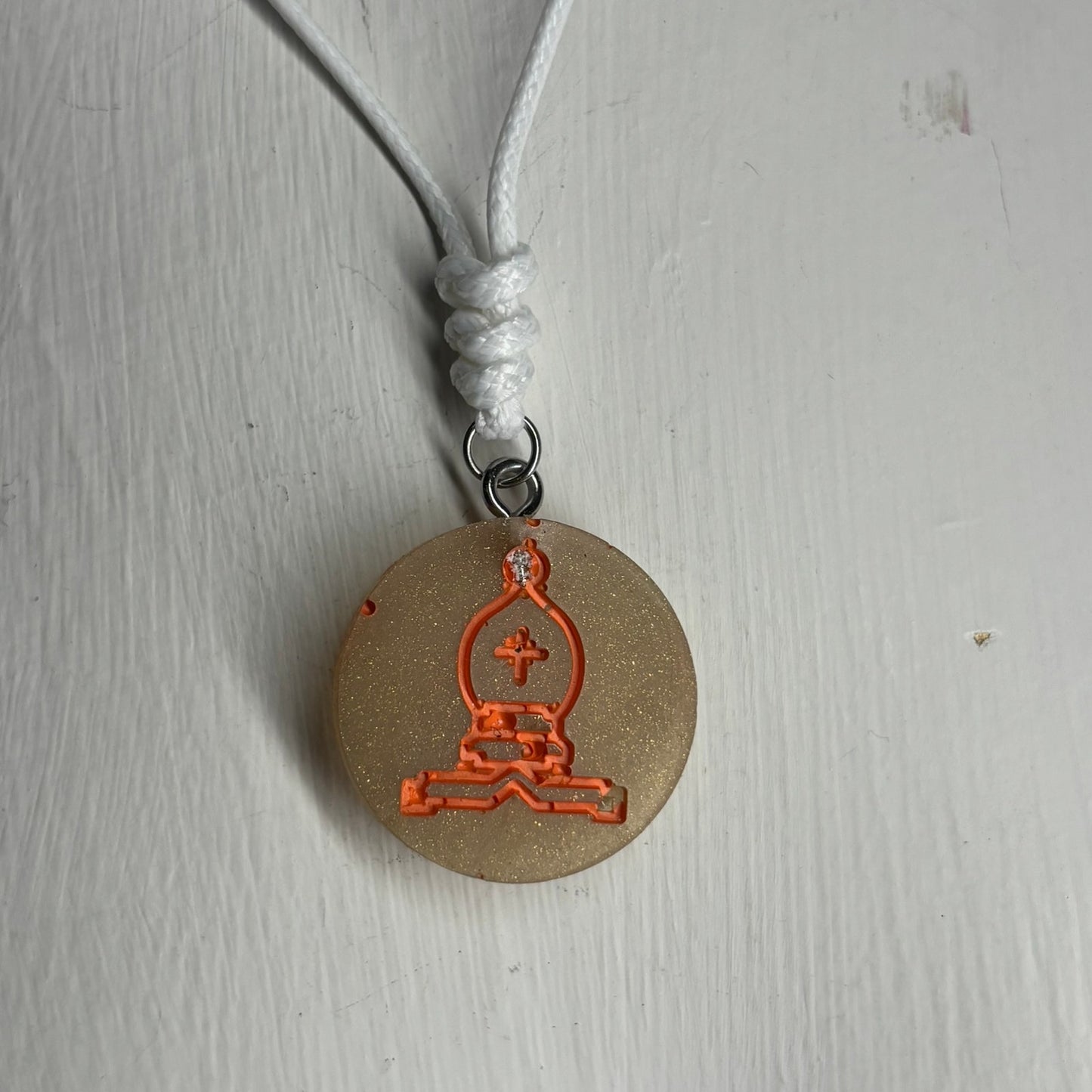 Champagne Cream Bishop - Handmade Resin Chess Necklace