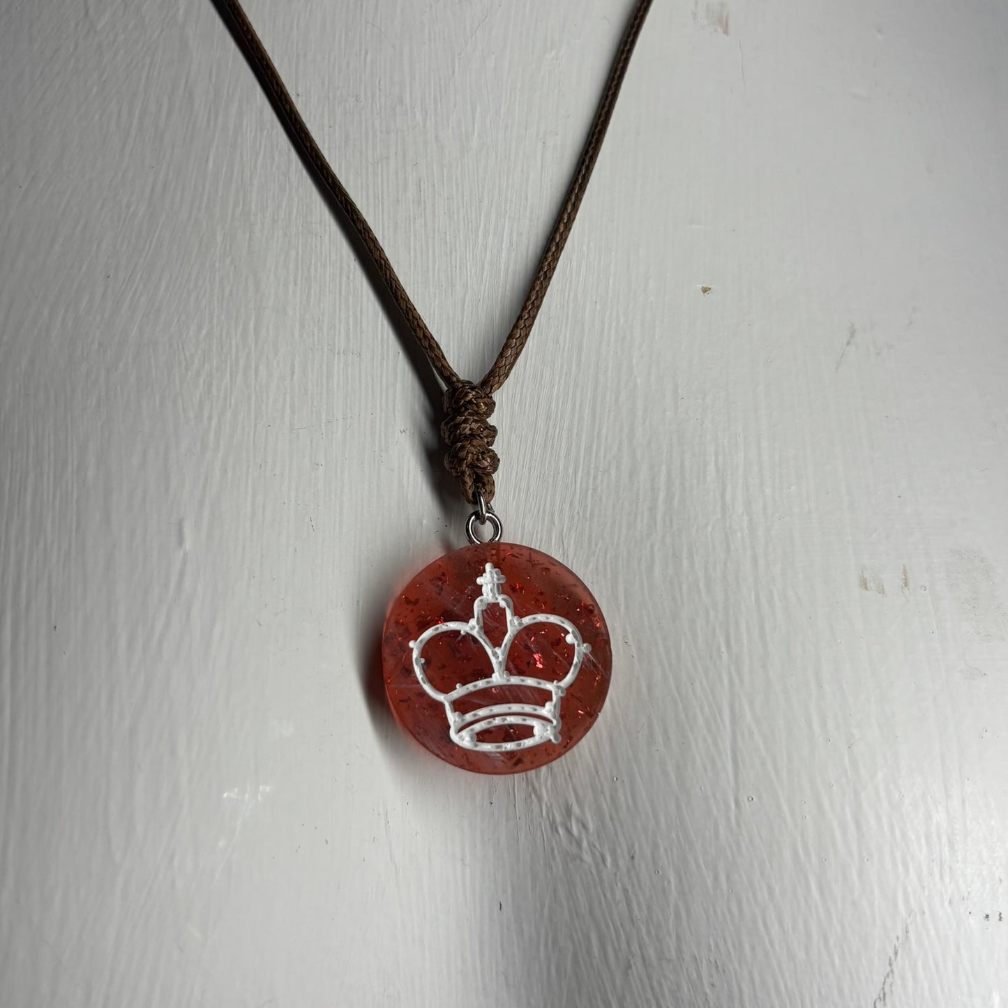 Flakey red King - Handmade Resin Chess Necklace