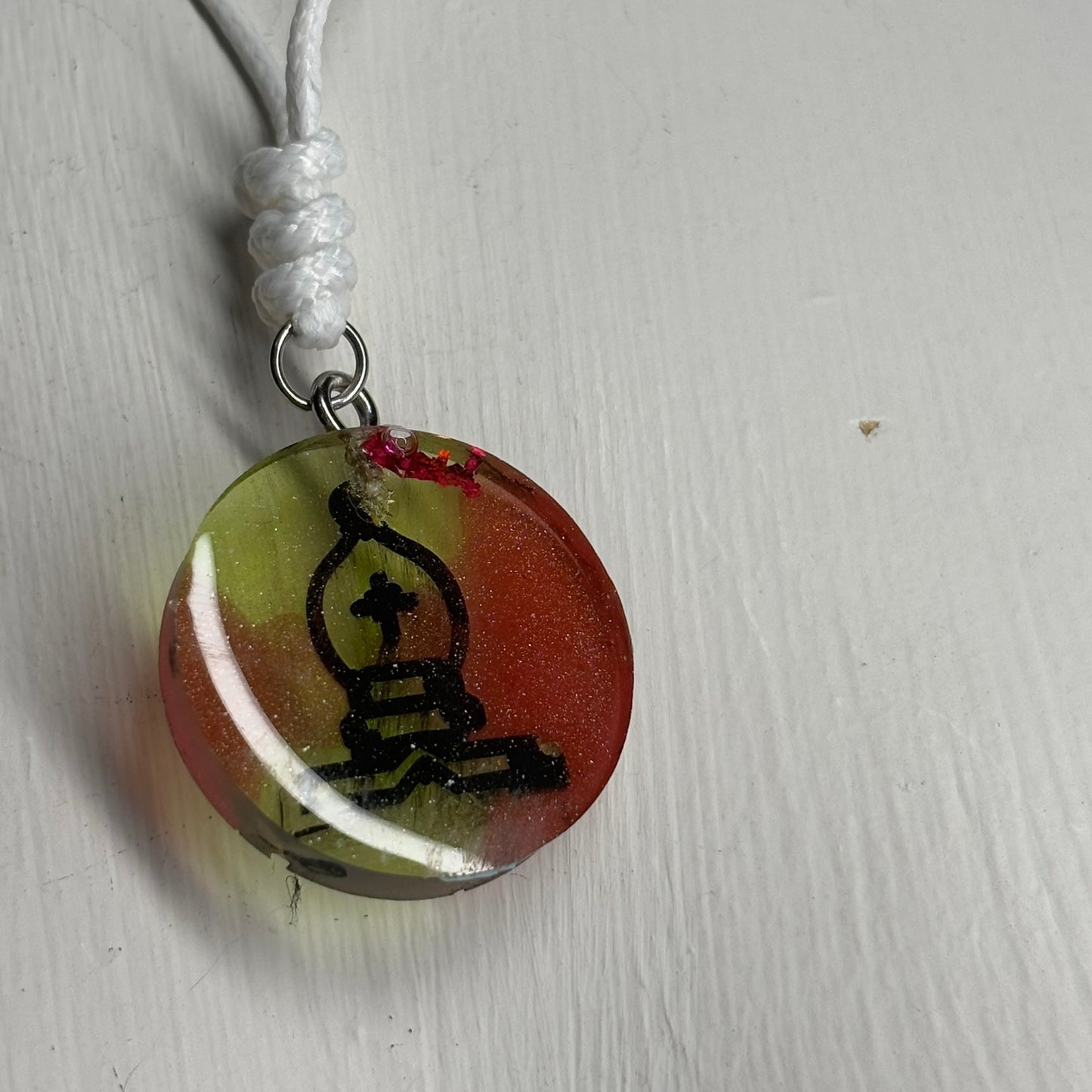 Red/Green Bishop - Handmade Resin Chess Necklace