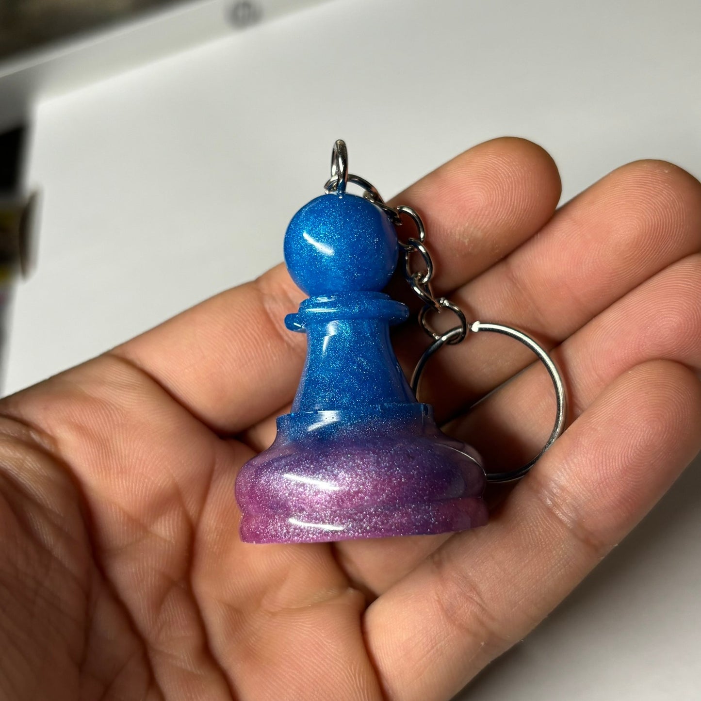 Pop Blue Pawn - Handmade Resin Keychain - Large Edition