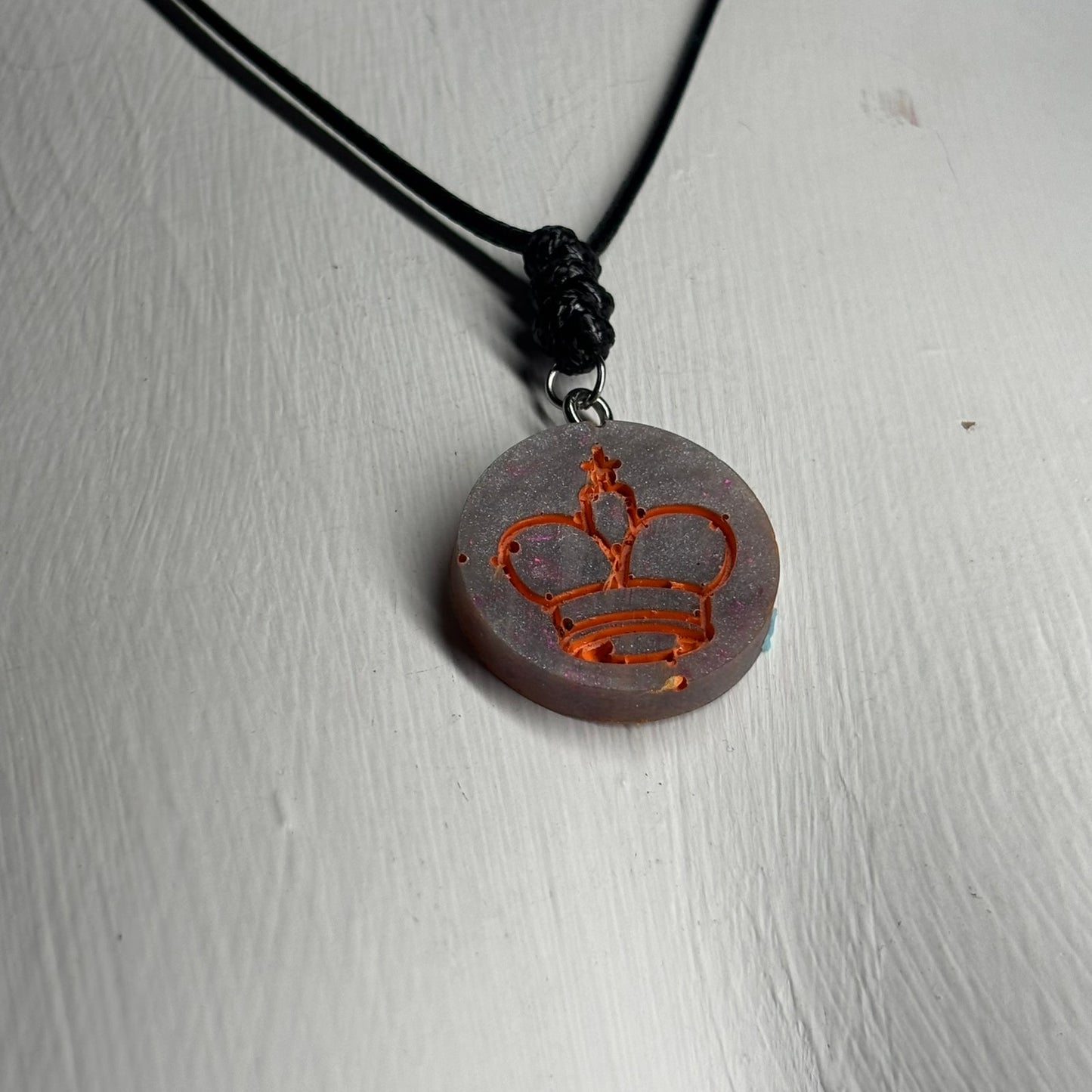 Cosmic Purple King - Handmade Resin Chess Necklace