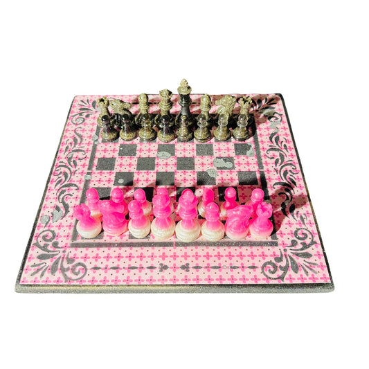 Pink Pattern - Scrapbook Chess Set