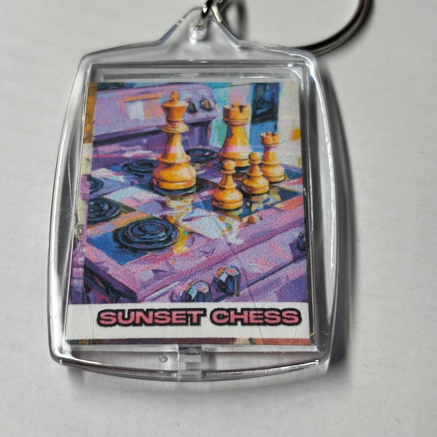 Stovetop Game - Sunset Chess Photo Keychain