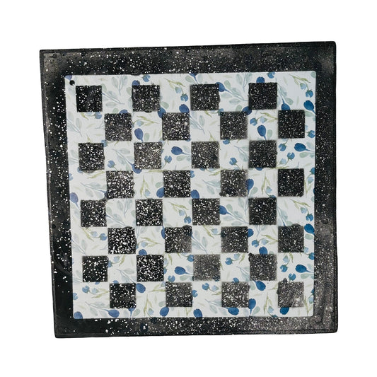 Blue Flowers - Scrapbook Chess Board