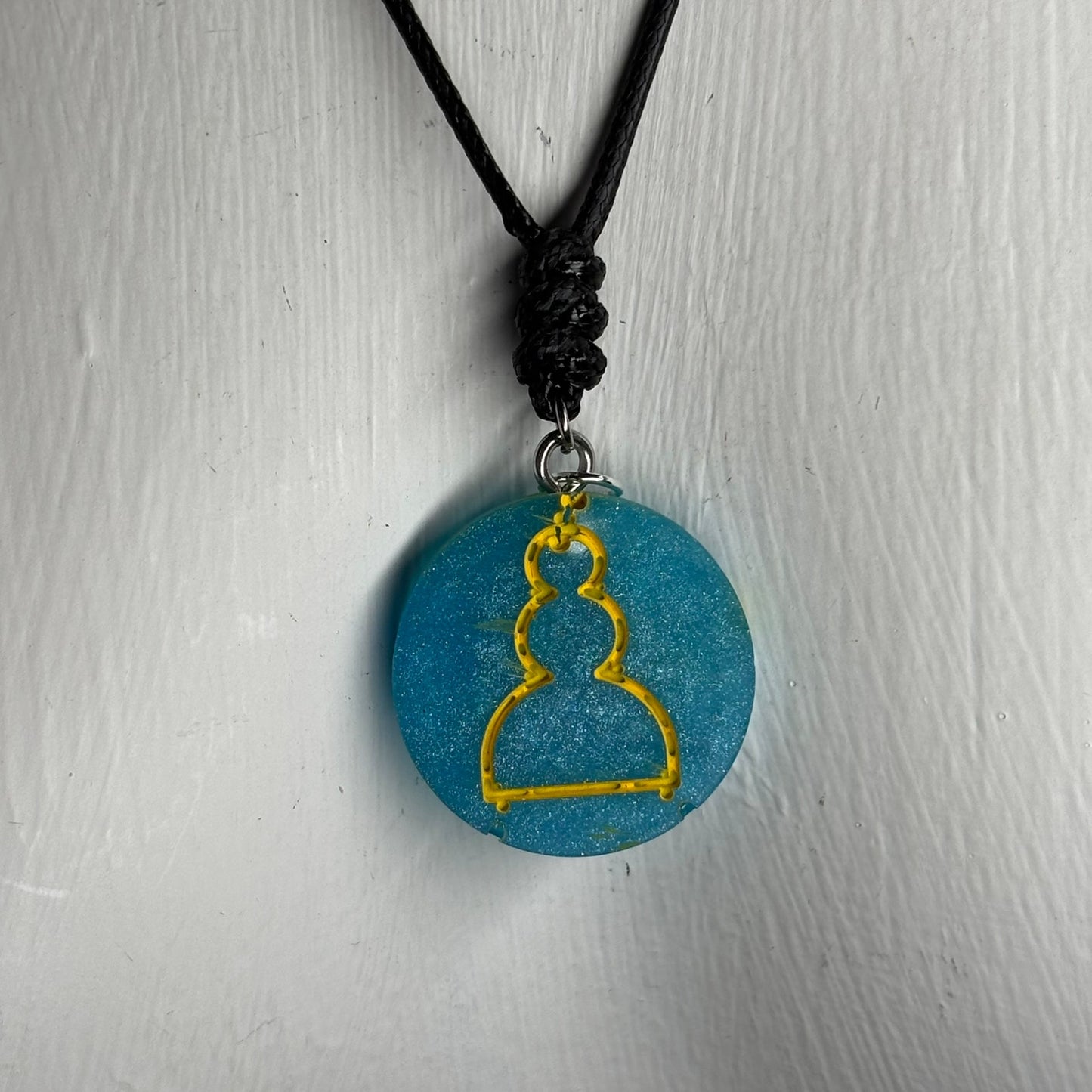 Aqua Blue Pawn - Handmade Resin Chess Necklace