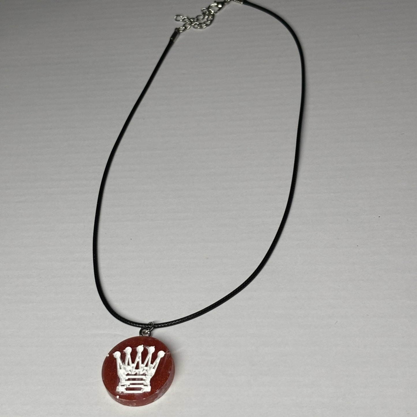 Orange/Red Queen - Handmade Resin Chess Necklace