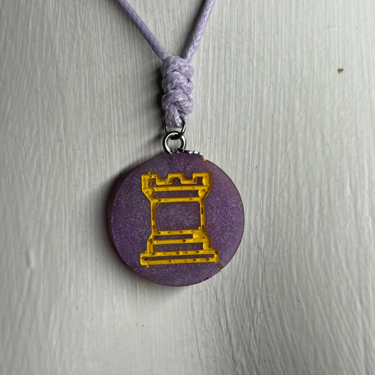 Purple Rook - Handmade Resin Chess Necklace