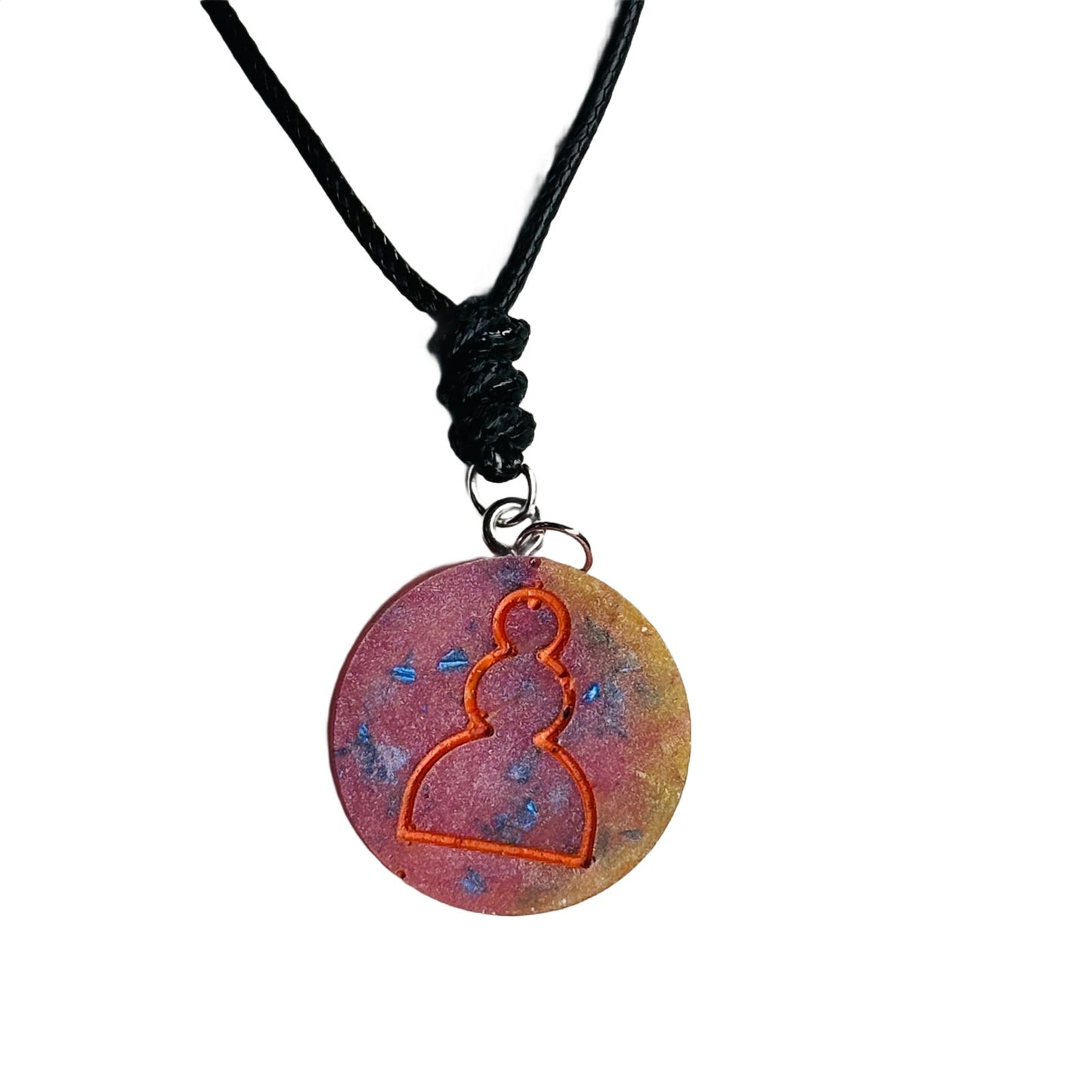 Pink Pawn Galaxy - Handmade Resin Chess Necklace